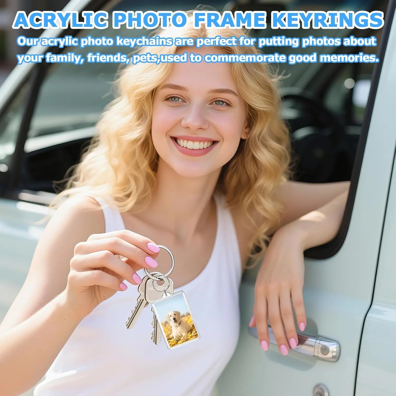 6-Pack Photo Keychain -2.75''x 1.97'' Acrylic Clear Keyrings Picture Frame Keychains - Double Sided Blank Photo Key Fob Holder with Split Ring for DIY Personalised Photo Gift Wholesale Hub