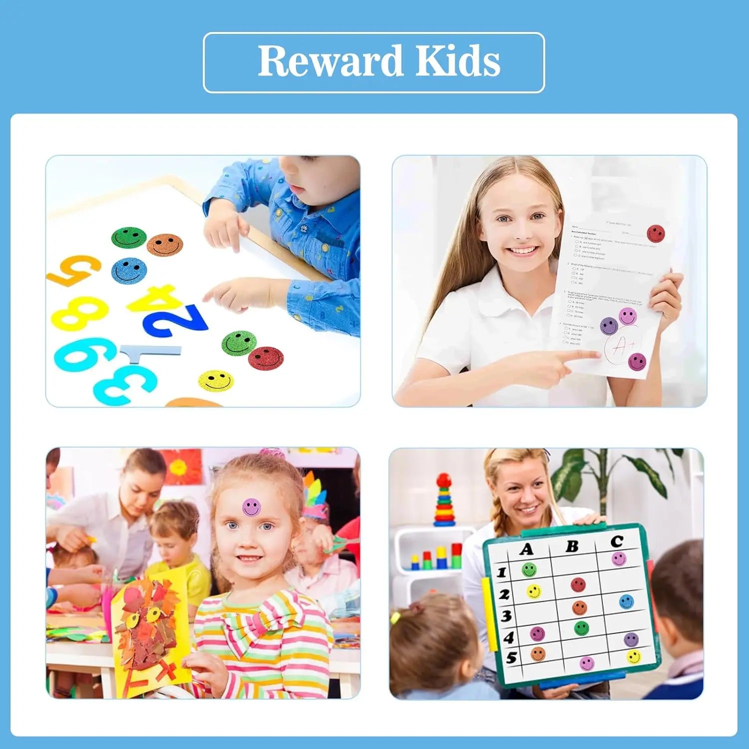 Smiley Face Stickers - Happy Face Stickers 500Pcs 1Inch Glitter Smiley Sticker Roll Cute Reward Sticker for Kids Classroom Self Adhesive Positive Incentive Labels for Teacher Behavior Chart Wholesale Hub