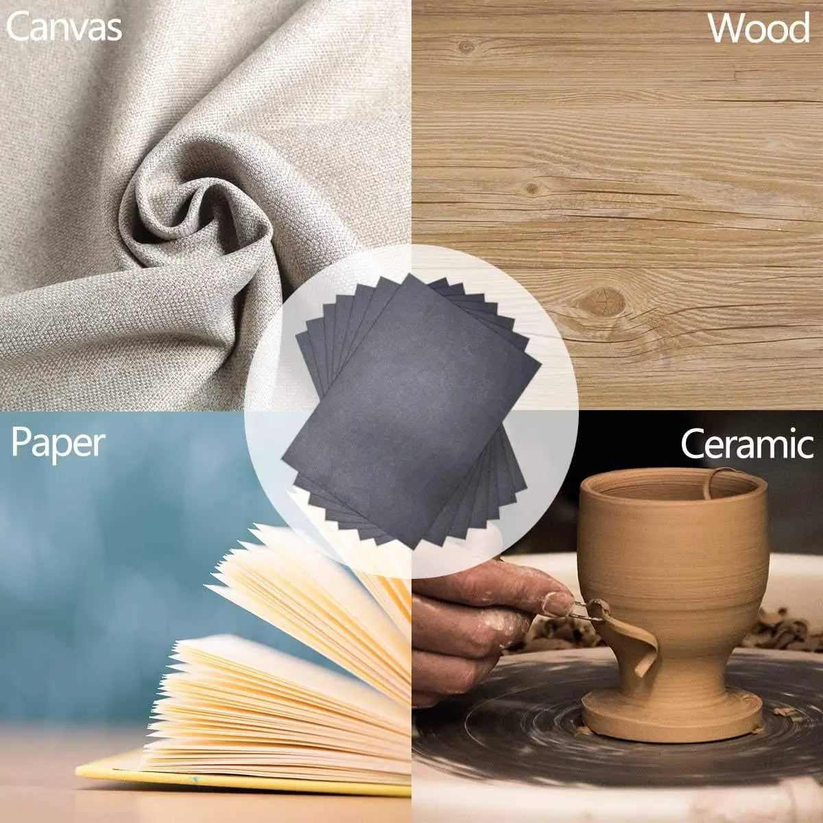 100 Sheets Carbon Transfer Paper Tracing for DIY Wood Working Canvas and Other Art Craft Surfaces Graphite & 5 Pieces Ball Embossing Stylus Black (8.3 x 11.7 Inches) Wholesale Hub