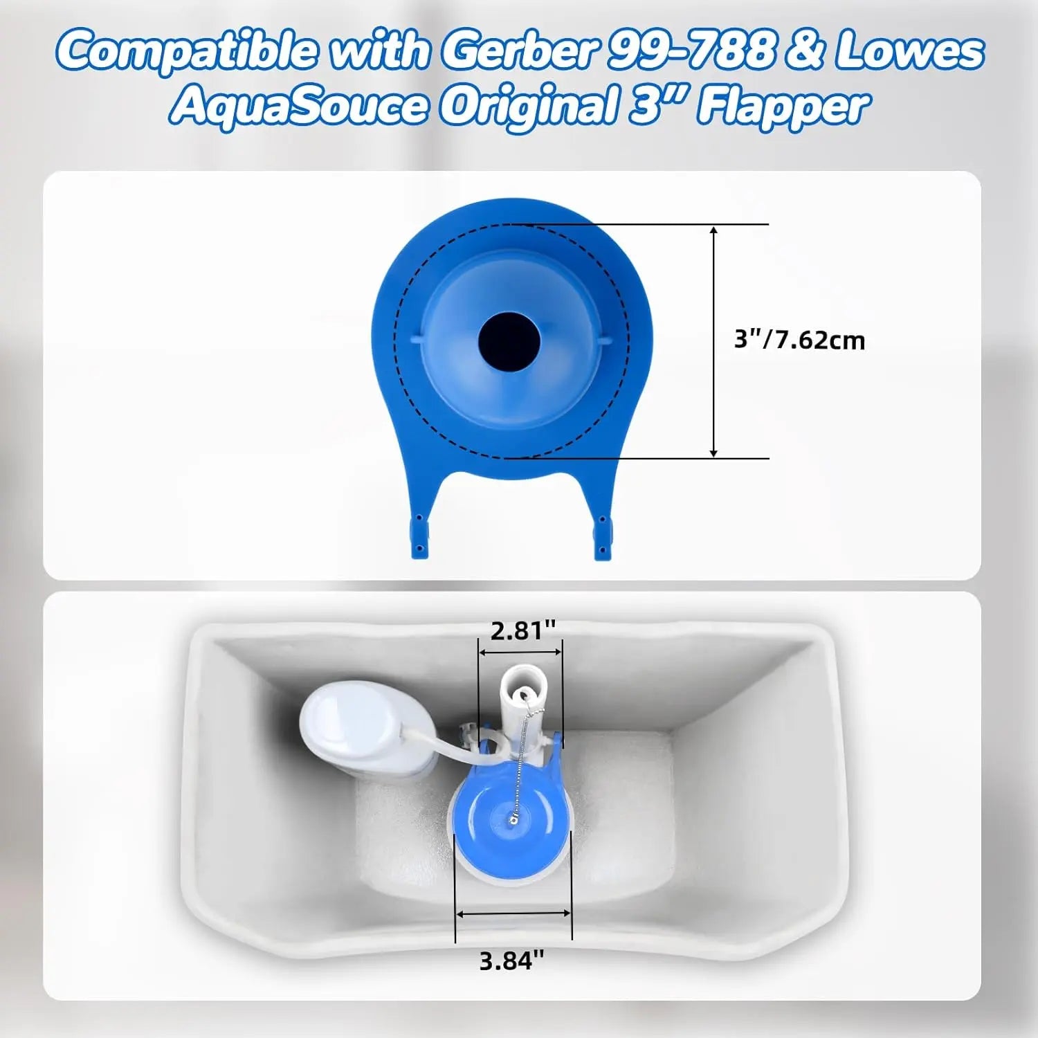 2 pcs Toilet Flapper Replacement, Compatible with Gerber 99-788 and Lowes AquaSouce Original 3" Flapper Replacement for 1.28 GPF Toilets (98923, 312795, 352027, 395280, 12293)-Water Saving Wholesale Hub