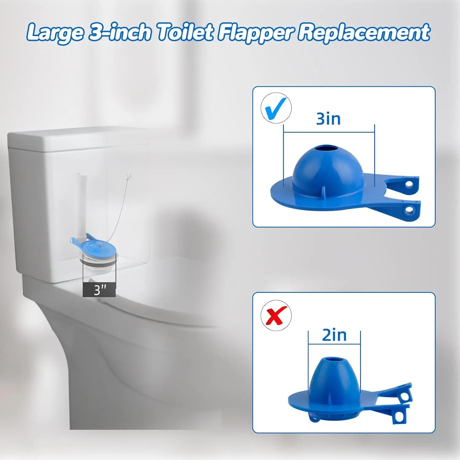 2 pcs Toilet Flapper Replacement, Compatible with Gerber 99-788 and Lowes AquaSouce Original 3" Flapper Replacement for 1.28 GPF Toilets (98923, 312795, 352027, 395280, 12293)-Water Saving Wholesale Hub