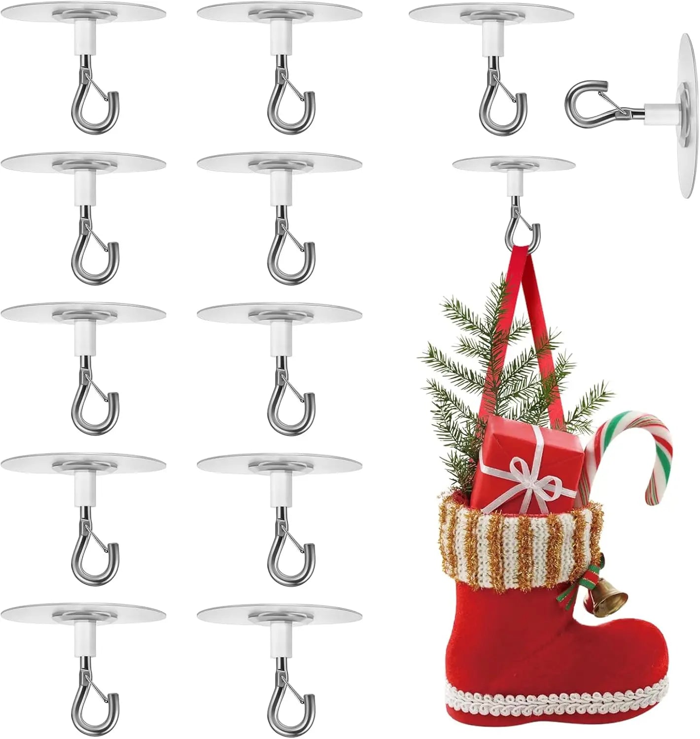 12 Pcs No Hole Adhesive Ceiling Hooks No Drill Ceiling Hanging Hook for Hanging Light Plants Lanterns Wind Chime Hanger Sticky Eye Hooks for Baby Mobile Curtain Wholesale Hub