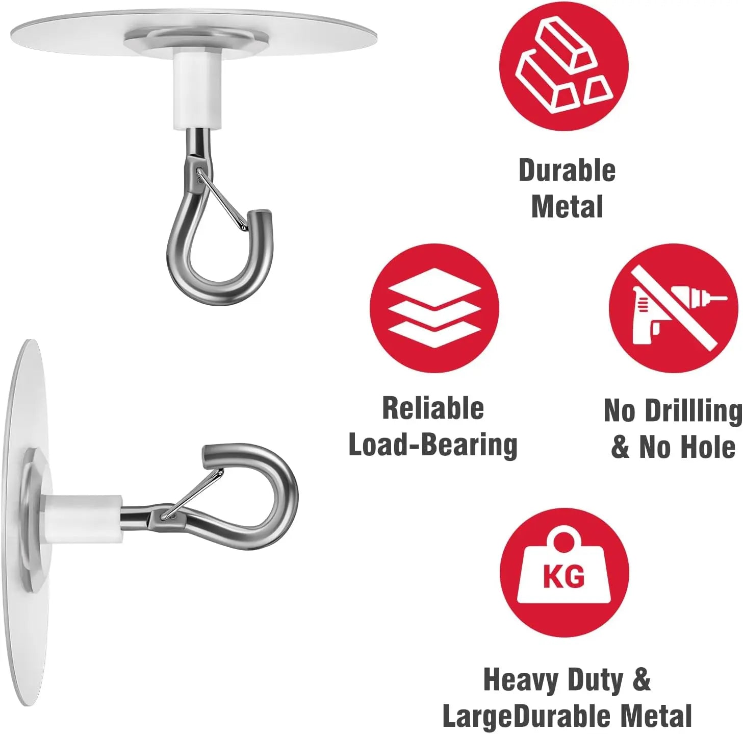 12 Pcs No Hole Adhesive Ceiling Hooks No Drill Ceiling Hanging Hook for Hanging Light Plants Lanterns Wind Chime Hanger Sticky Eye Hooks for Baby Mobile Curtain Wholesale Hub
