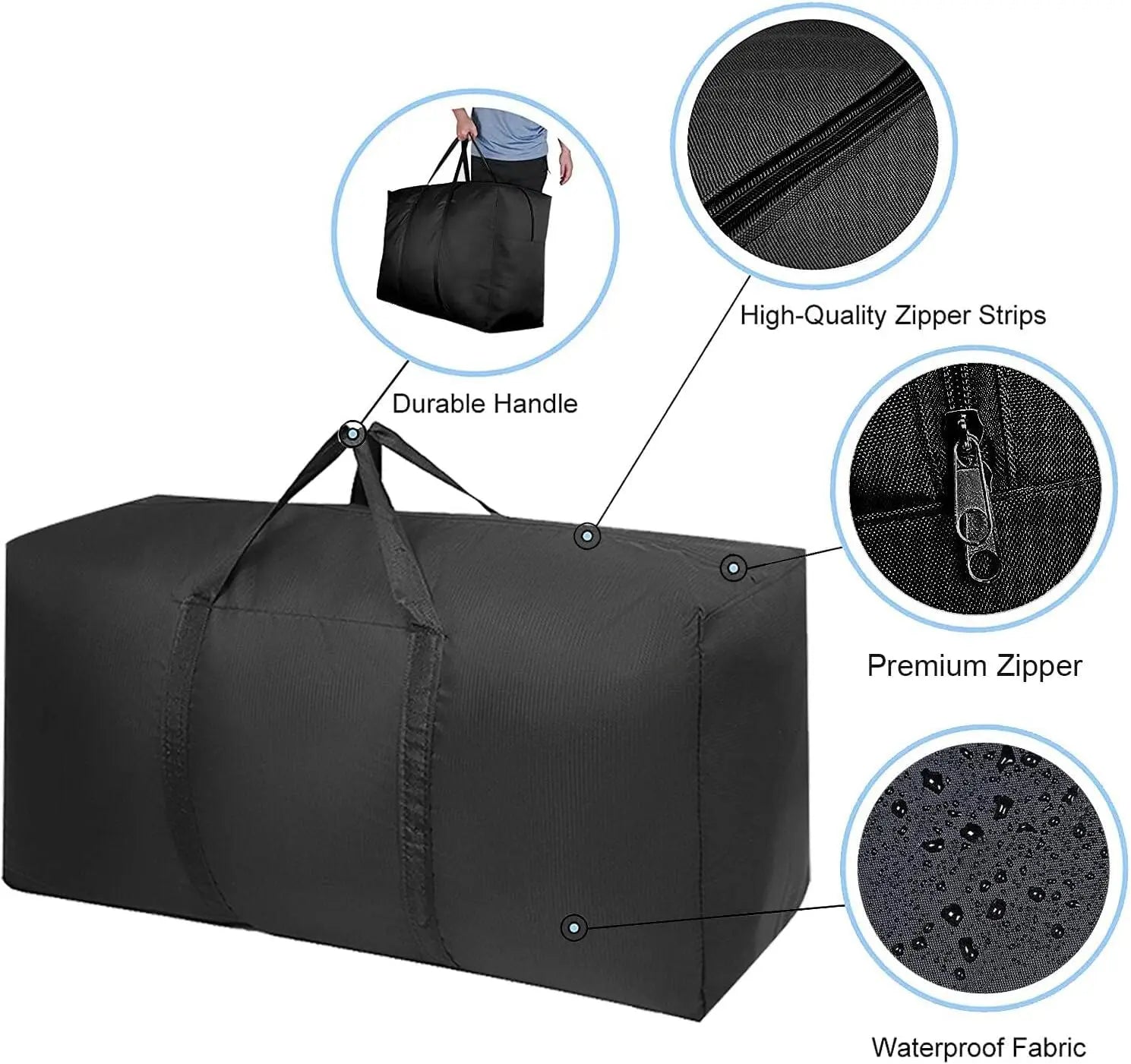 Extra Large Moving Bags with Strg Zippers & Carrying Handles, Storage Bags Storage Totes for Clothes, Moving Supplies, Space Saving Oversized Storage Bag Organizer for Moving, Traveling (2 Pack) Wholesale Hub