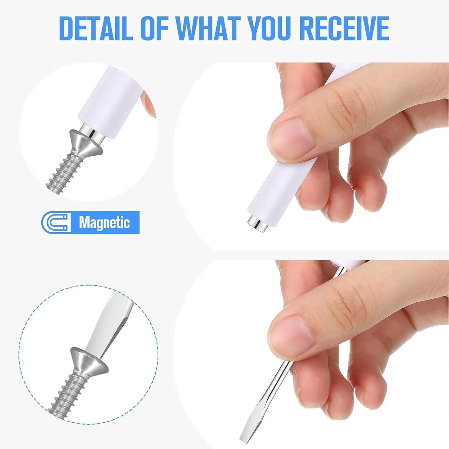 10 Pieces Pocket Screwdriver Mini Tops and Pocket Clips Magnetic Slotted Small Screw Driver with a Single Blade Head for Mechanical, Electrician(White) Wholesale Hub