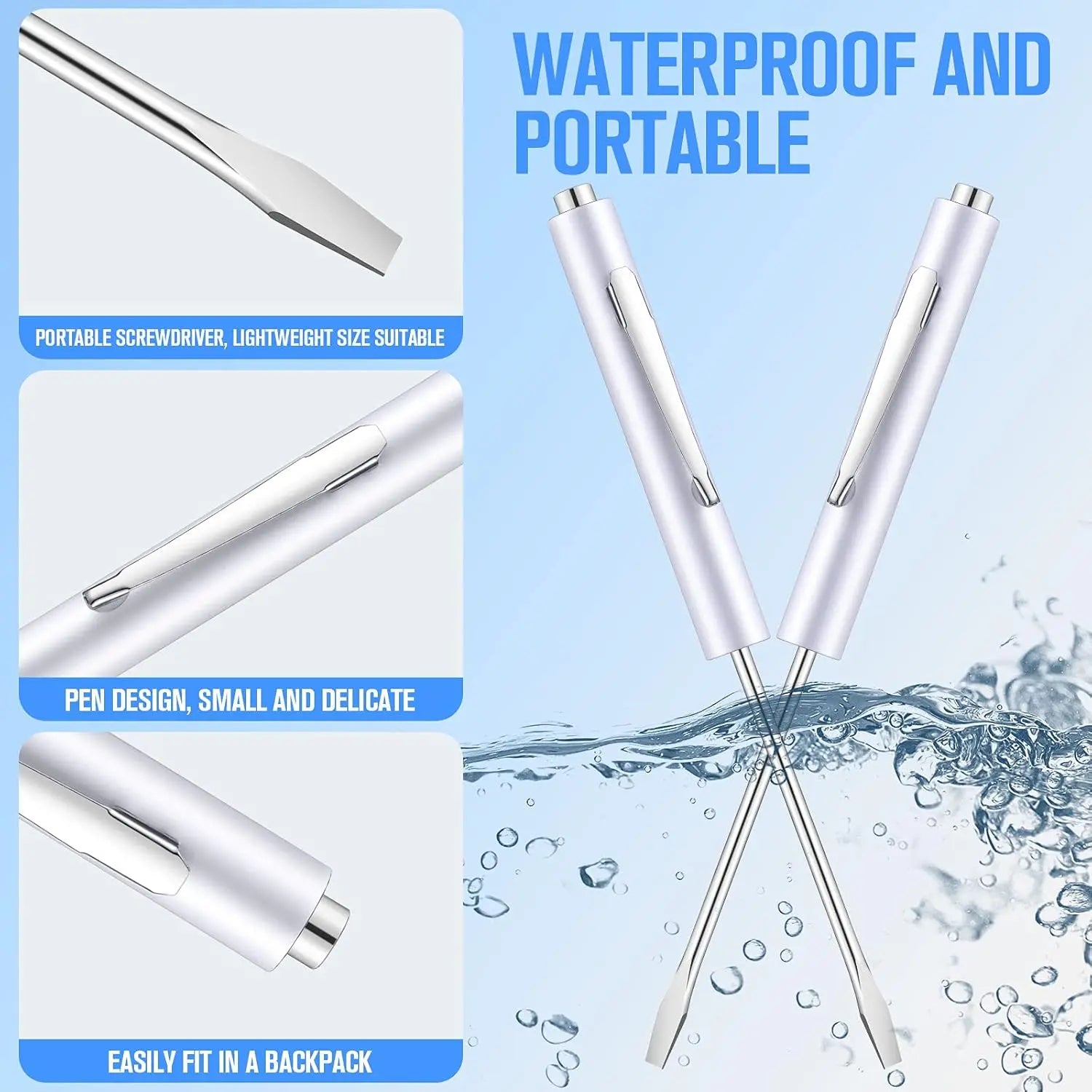 10 Pieces Pocket Screwdriver Mini Tops and Pocket Clips Magnetic Slotted Small Screw Driver with a Single Blade Head for Mechanical, Electrician(White) Wholesale Hub