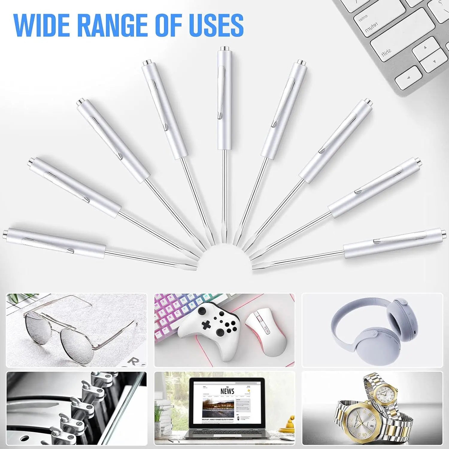 10 Pieces Pocket Screwdriver Mini Tops and Pocket Clips Magnetic Slotted Small Screw Driver with a Single Blade Head for Mechanical, Electrician(White) Wholesale Hub