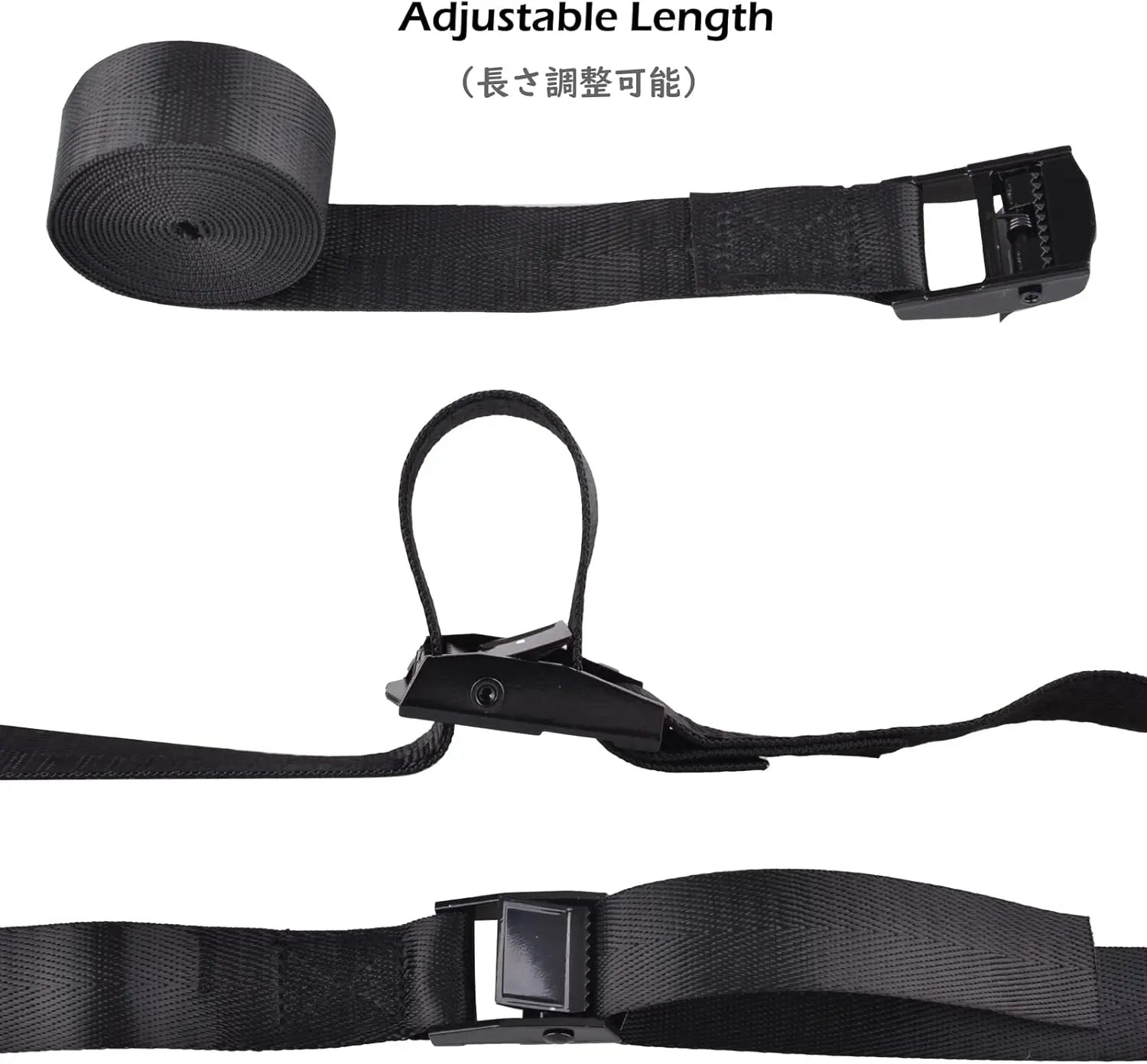 Cinch Tie Down Strap Lashing Straps Heavy Duty Nylon Straps with Cam Buckles for Cargo, Trucks, Boat, Motorcycle,SUP, Kayak, Canoe, Trailer (1m, Black - 4 Pack) Wholesale Hub