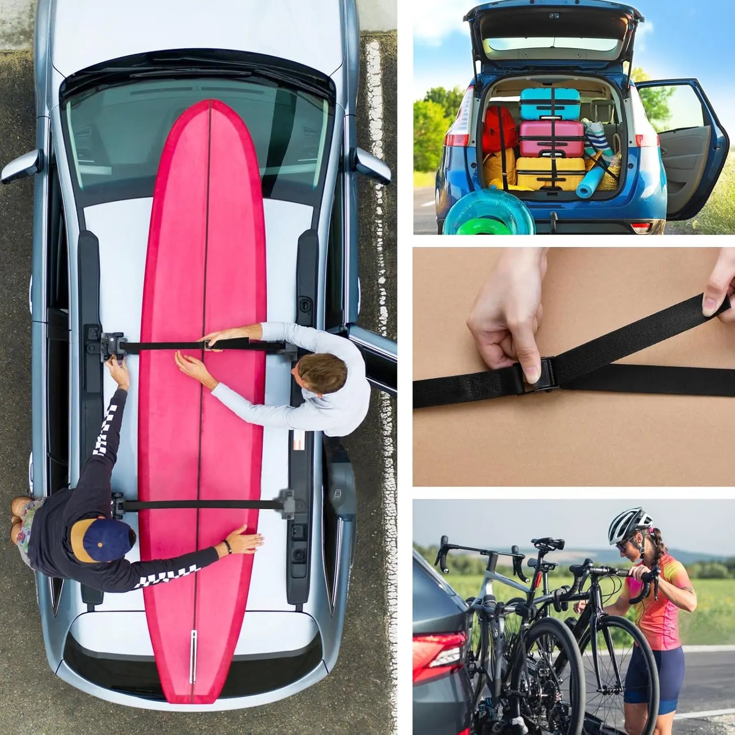 Cinch Tie Down Strap Lashing Straps Heavy Duty Nylon Straps with Cam Buckles for Cargo, Trucks, Boat, Motorcycle,SUP, Kayak, Canoe, Trailer (1m, Black - 4 Pack) Wholesale Hub