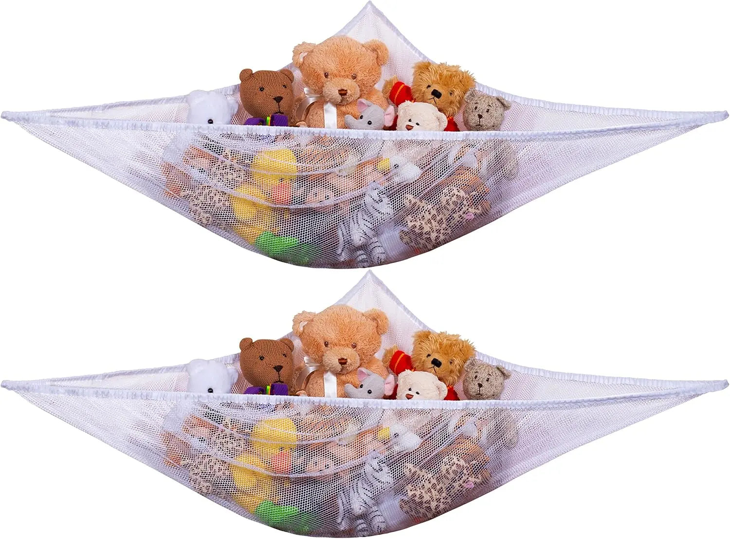 Stuffed Animal Organizer Hammock, 2-Pack Mesh Toy Storage Net for Kids, Expands to 5.5 Feet, Corner Hanging Holder for Plushies & Children's Toys, Easy Install, White Wholesale Hub
