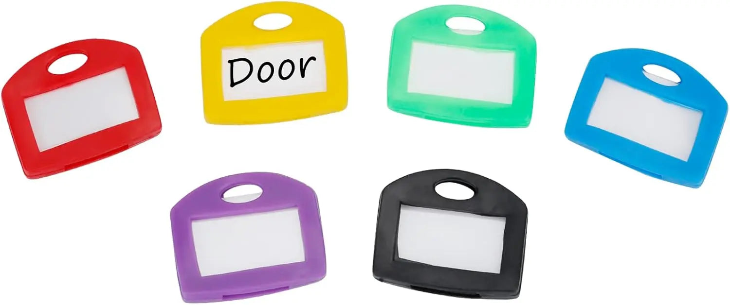 24 Pcs Key Covers Caps 1 Inch Key Covers Protectors with Blank Paper Labels and Clear Windows Soft Key Identifiers for Standard Regular Thin Flat House Keys (Not for Odd-Shaped), 6 Colors Wholesale Hub