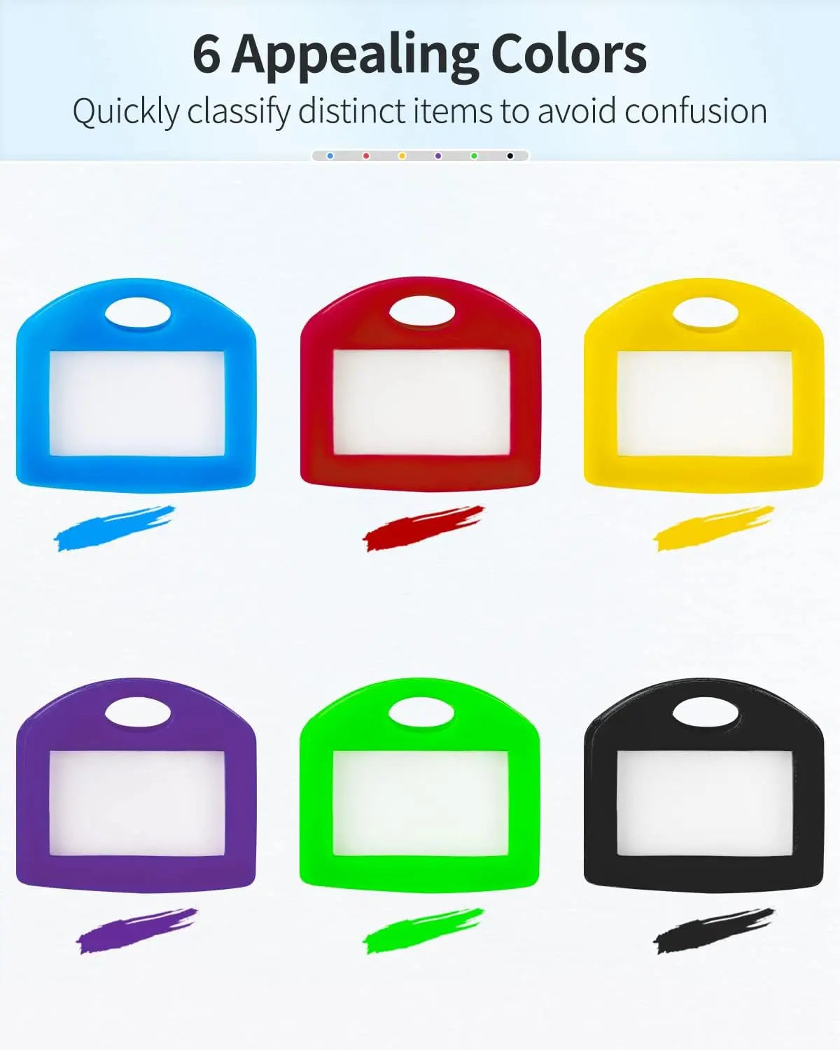 24 Pcs Key Covers Caps 1 Inch Key Covers Protectors with Blank Paper Labels and Clear Windows Soft Key Identifiers for Standard Regular Thin Flat House Keys (Not for Odd-Shaped), 6 Colors Wholesale Hub