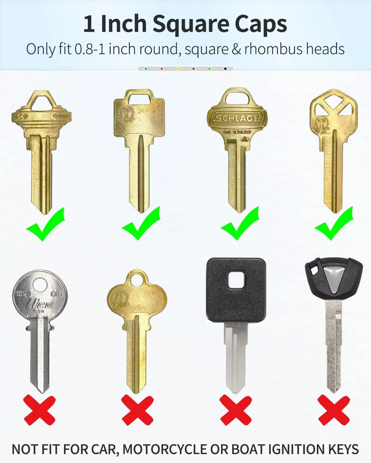 24 Pcs Key Covers Caps 1 Inch Key Covers Protectors with Blank Paper Labels and Clear Windows Soft Key Identifiers for Standard Regular Thin Flat House Keys (Not for Odd-Shaped), 6 Colors Wholesale Hub
