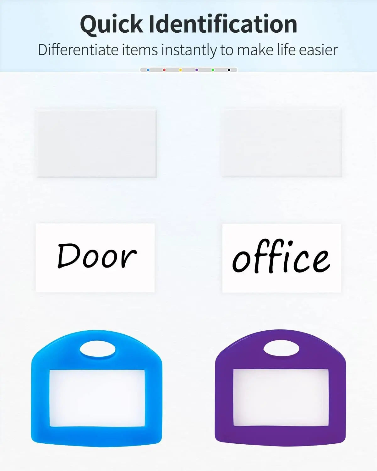 24 Pcs Key Covers Caps 1 Inch Key Covers Protectors with Blank Paper Labels and Clear Windows Soft Key Identifiers for Standard Regular Thin Flat House Keys (Not for Odd-Shaped), 6 Colors Wholesale Hub