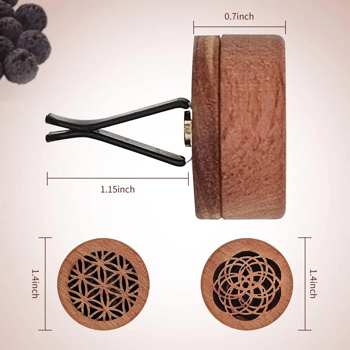 2-in-1 Car Aromatherapy Diffuser & Air Freshener, Portable Mini Wood Diffuser with Lava Stone, Essential Oil Vent Clip, 2 Charming Patterns Wholesale Hub