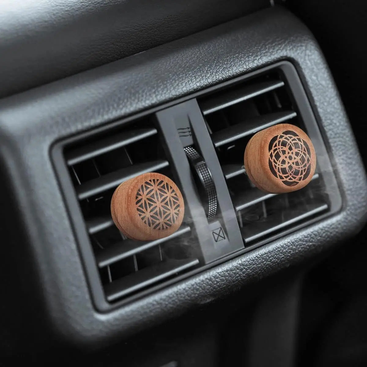 2-in-1 Car Aromatherapy Diffuser & Air Freshener, Portable Mini Wood Diffuser with Lava Stone, Essential Oil Vent Clip, 2 Charming Patterns Wholesale Hub