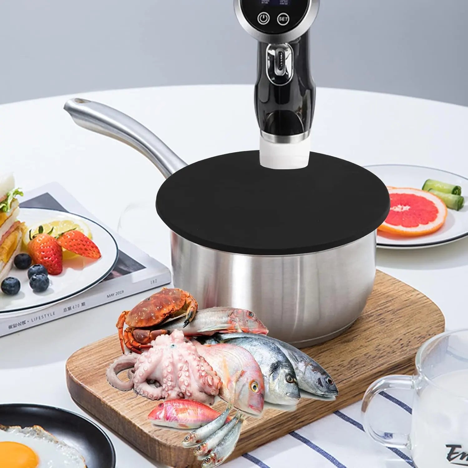 Sous vacuum and Vide Lid Cooking Sous vacuum and Vide Cooker Fits Up to 10.5" Pot, Prevent Water Evaporation and Retain Flavor for Stock (black) Wholesale Hub