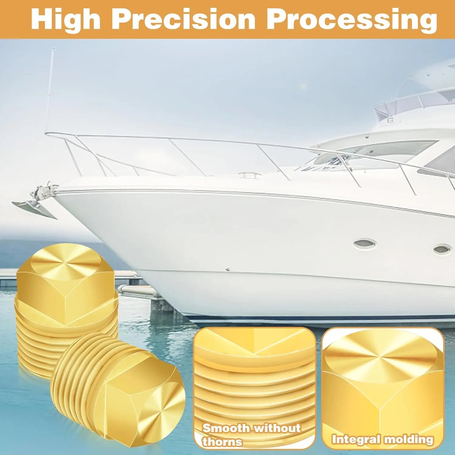 2 Pcs Boat Drain Plug, Solid Brass Boat Plug 1/2 Inch NPT Boat Plugs Hull Spare Garboard Drain Plug Compatible with Glastron Bayliner Sea Ray Four Winns Starcraft Boat Parts, Suitable for Most Hulls Wholesale Hub