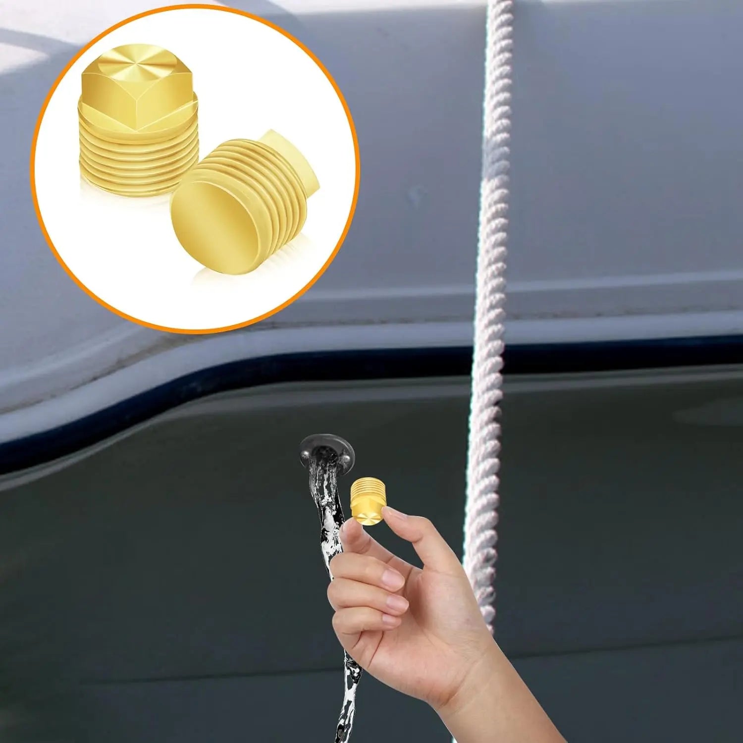 2 Pcs Boat Drain Plug, Solid Brass Boat Plug 1/2 Inch NPT Boat Plugs Hull Spare Garboard Drain Plug Compatible with Glastron Bayliner Sea Ray Four Winns Starcraft Boat Parts, Suitable for Most Hulls Wholesale Hub