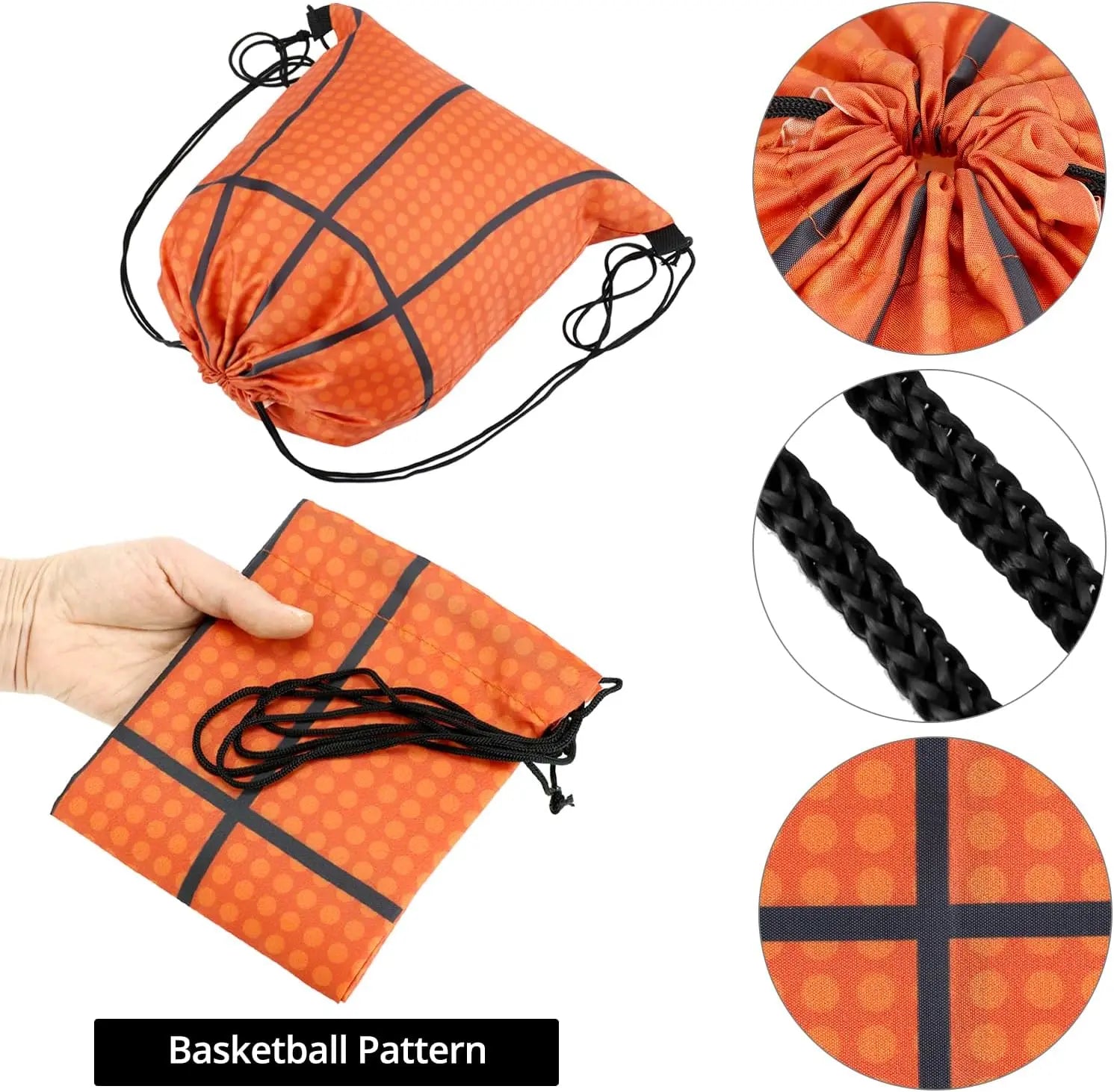Small Sport Drawstring Bags - 12 Pack Basketball Style Foldable Polyester Backpacks with Adjustable Straps Candy Bag - 10 x 12 Inch Wholesale Hub