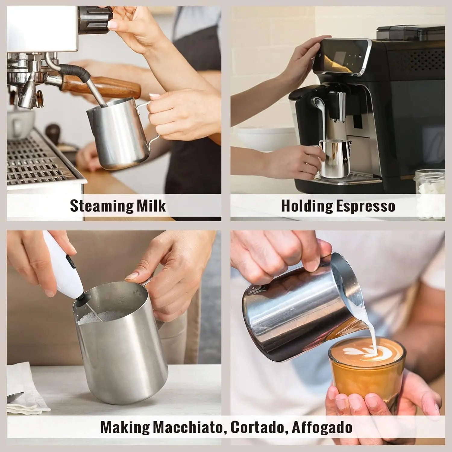 Milk Frothing Pitcher, 6.8oz/200ml Stainless Steel Milk Frother Cup, Small Steaming Pitcher for Espresso Machine, Latte Art Pour Cup Wholesale Hub