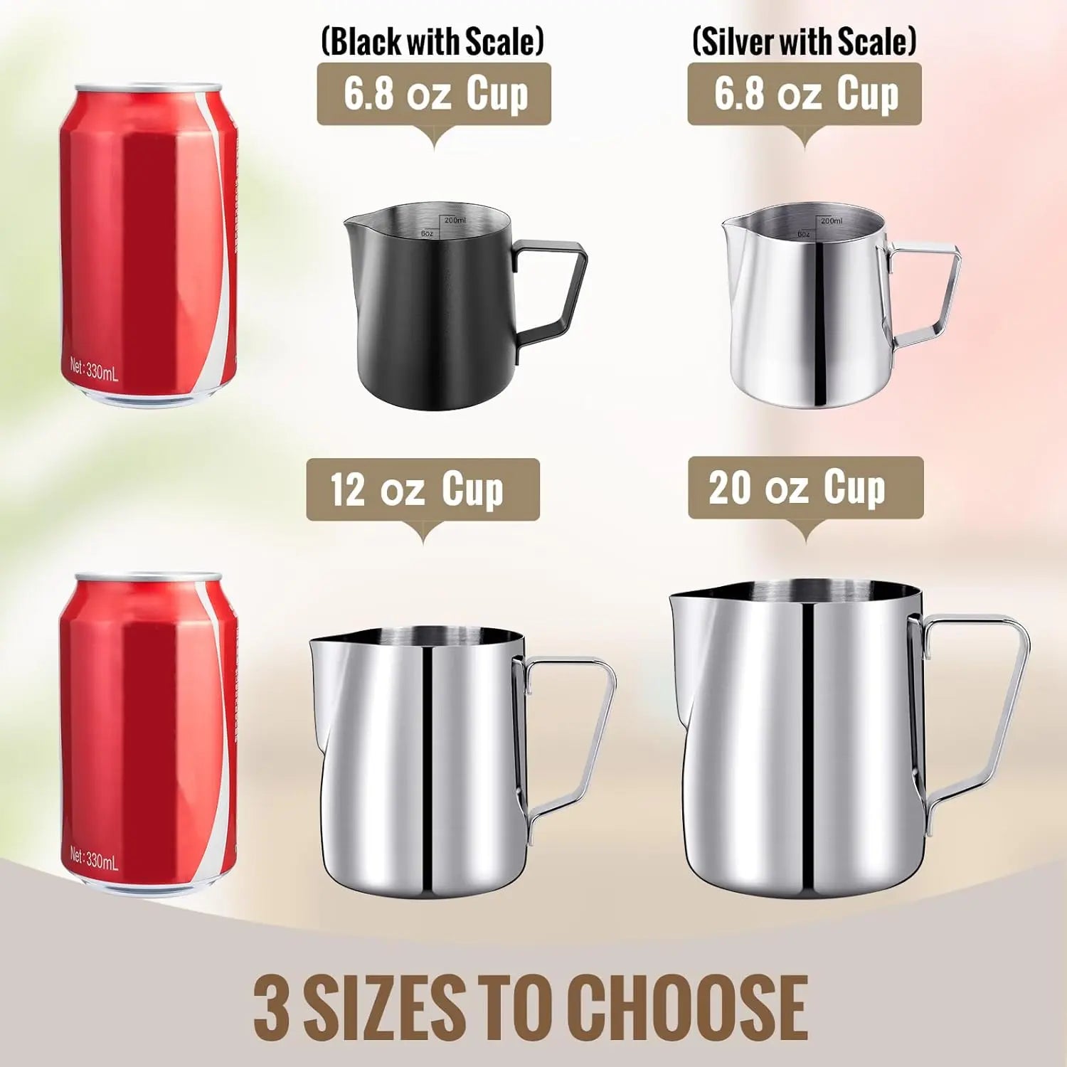 Milk Frothing Pitcher, 6.8oz/200ml Stainless Steel Milk Frother Cup, Small Steaming Pitcher for Espresso Machine, Latte Art Pour Cup Wholesale Hub