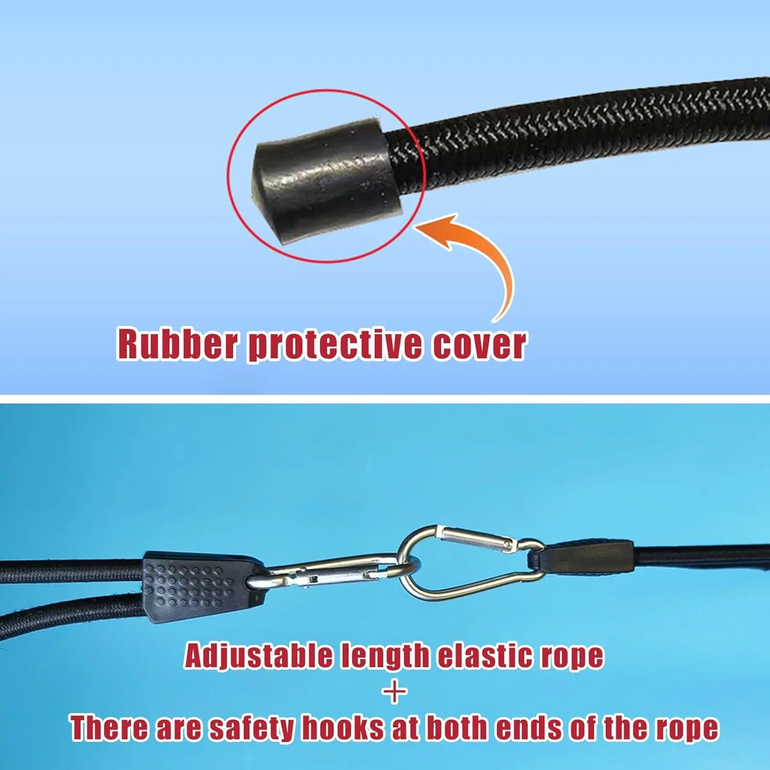 4 Pack 40 Inch Adjustable Carabiner Bungee Cords with Hooks Easy to Adjust from 35" to 60" Black Extra Strong Elastic Rope Outdoor Heavy Duty Bungee Straps for Camping Tarps Bike Rack Tent Wholesale Hub