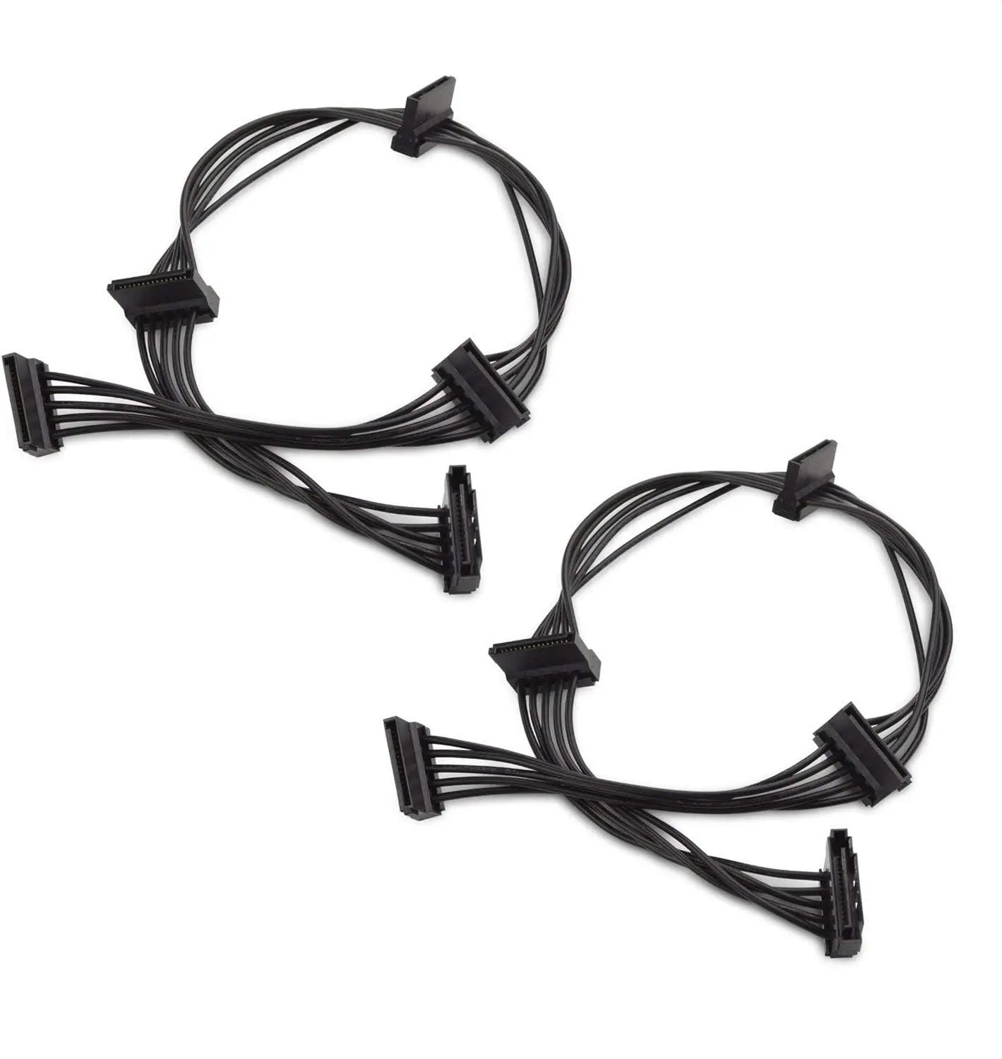 2-Pack 15 Pin SATA to 4 SATA Power Splitter Cable - 18 Inches Wholesale Hub