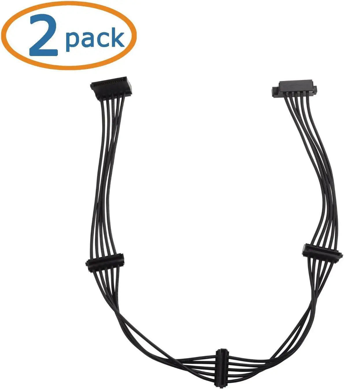 2-Pack 15 Pin SATA to 4 SATA Power Splitter Cable - 18 Inches Wholesale Hub