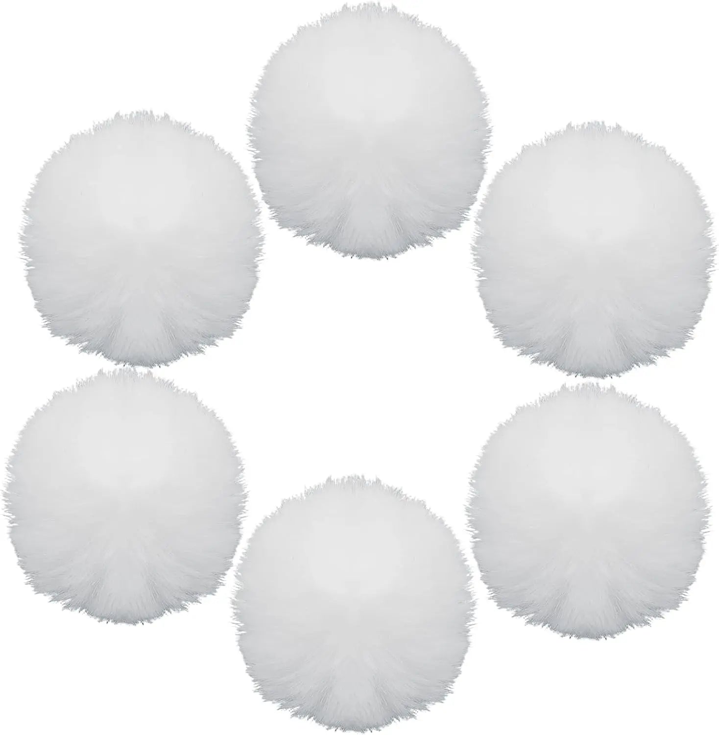 12 Pack Small Faux Fur Pom Pom Balls, 2.75 inch Fluffy Pompom Ball Elastic Loop Accessories, White Pompoms for Hats/Shoes/Scarves/Gloves/Bags Wholesale Hub