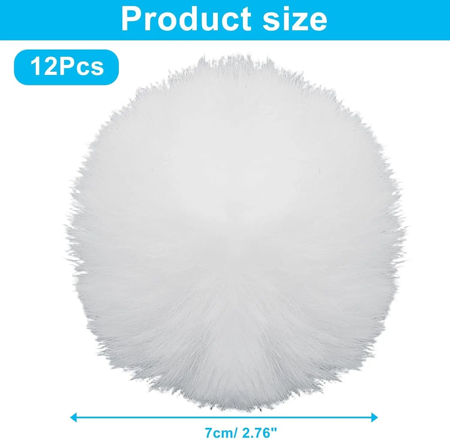 12 Pack Small Faux Fur Pom Pom Balls, 2.75 inch Fluffy Pompom Ball Elastic Loop Accessories, White Pompoms for Hats/Shoes/Scarves/Gloves/Bags Wholesale Hub
