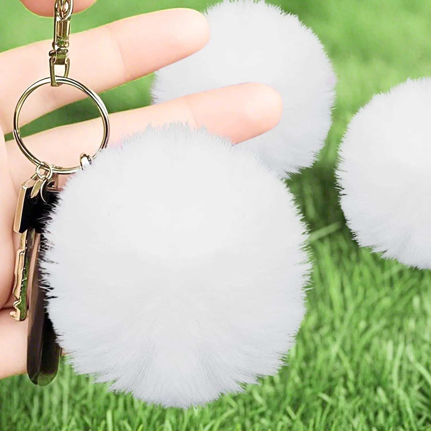 12 Pack Small Faux Fur Pom Pom Balls, 2.75 inch Fluffy Pompom Ball Elastic Loop Accessories, White Pompoms for Hats/Shoes/Scarves/Gloves/Bags Wholesale Hub
