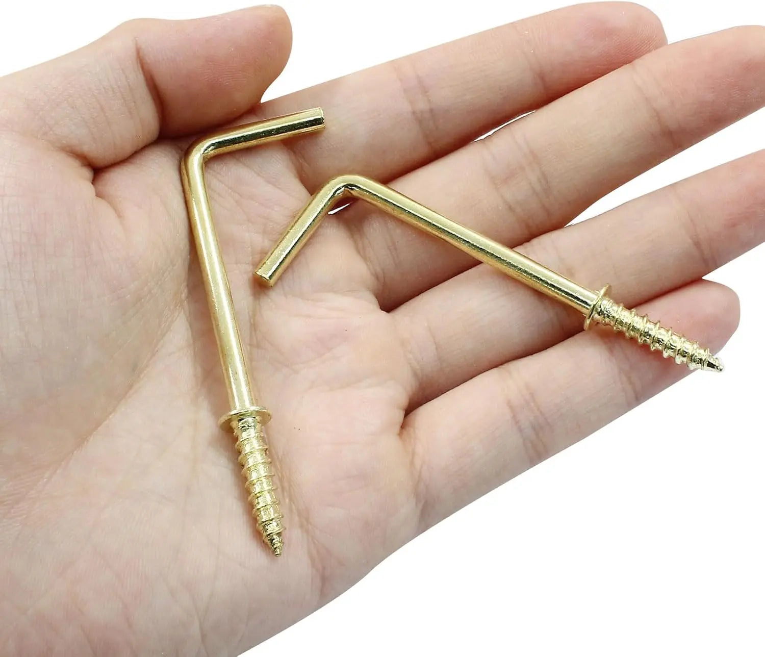 20pcs L Shape Screw Hooks, 2 Inch Square Bend, Gold Steel, 100% Steel, Wall Mount, Minimalist, For Home, Office, Decoration Wholesale Hub