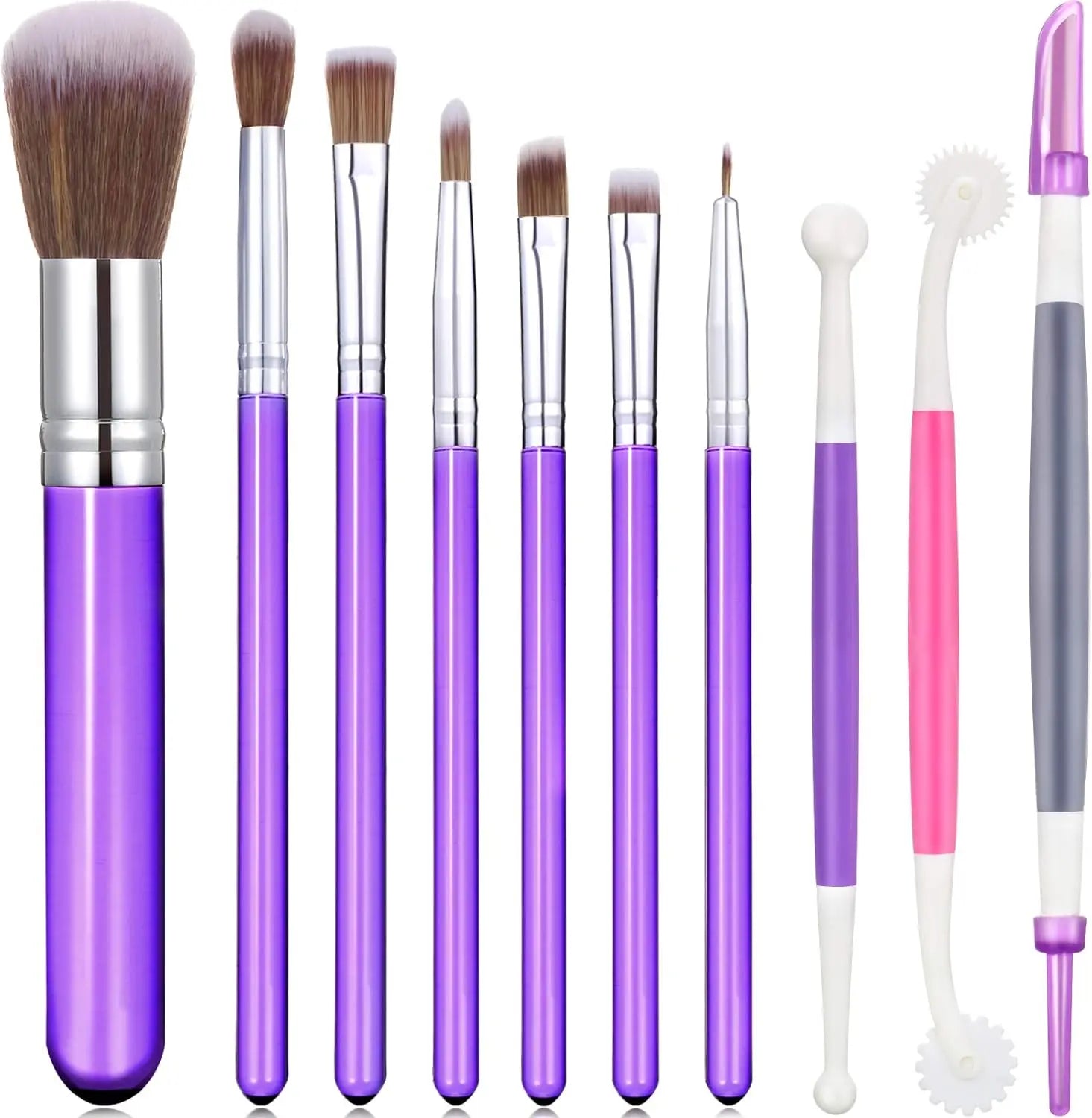 10 Pcs Food Safe Paint Brushes Fondant Tools for Cake Baking Chocolate Sugar Cookie Decoration Cake Brushes for Luster Dust Pastry Decorating Supplies with Fondant and Gum Paste Tool(Purple) Wholesale Hub