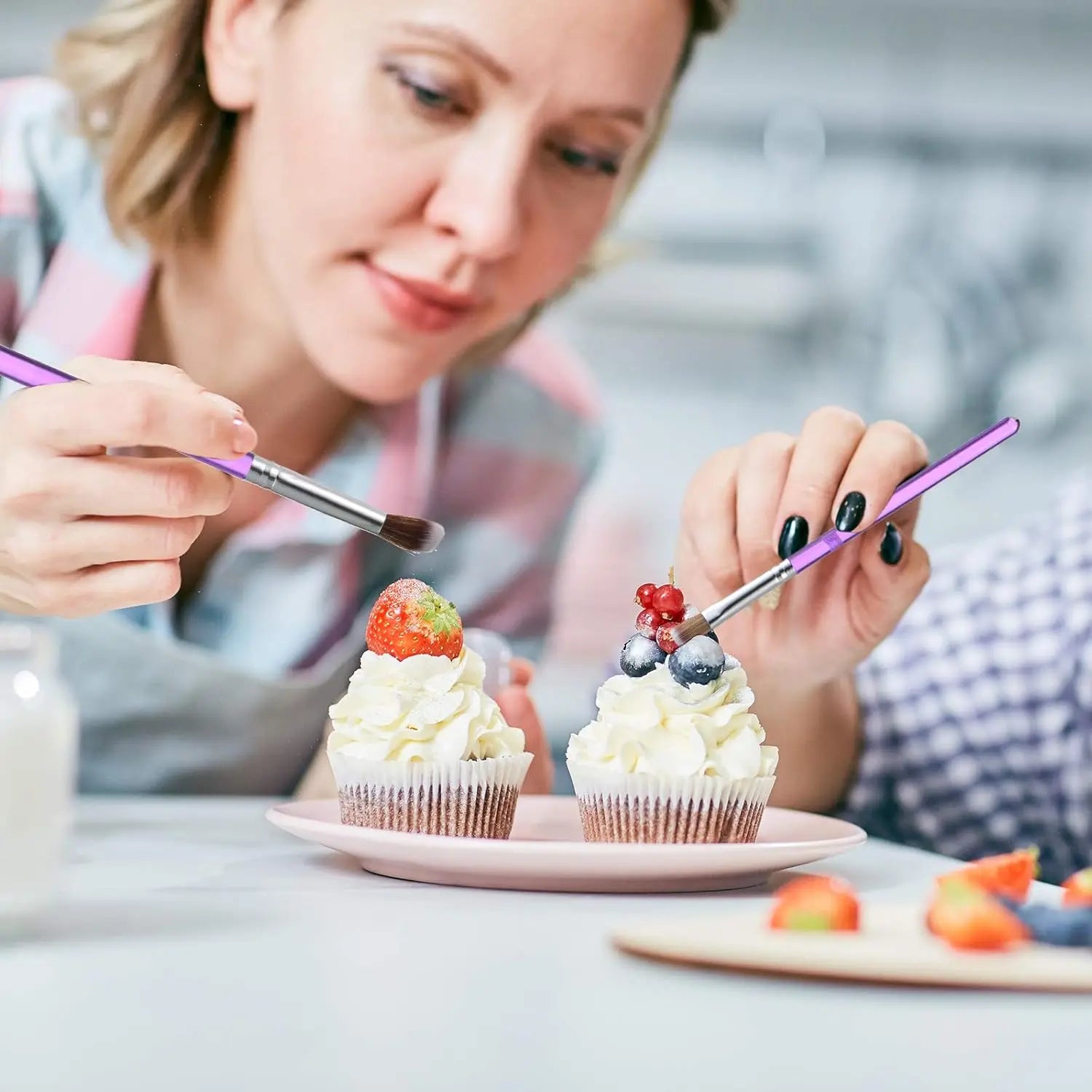 10 Pcs Food Safe Paint Brushes Fondant Tools for Cake Baking Chocolate Sugar Cookie Decoration Cake Brushes for Luster Dust Pastry Decorating Supplies with Fondant and Gum Paste Tool(Purple) Wholesale Hub