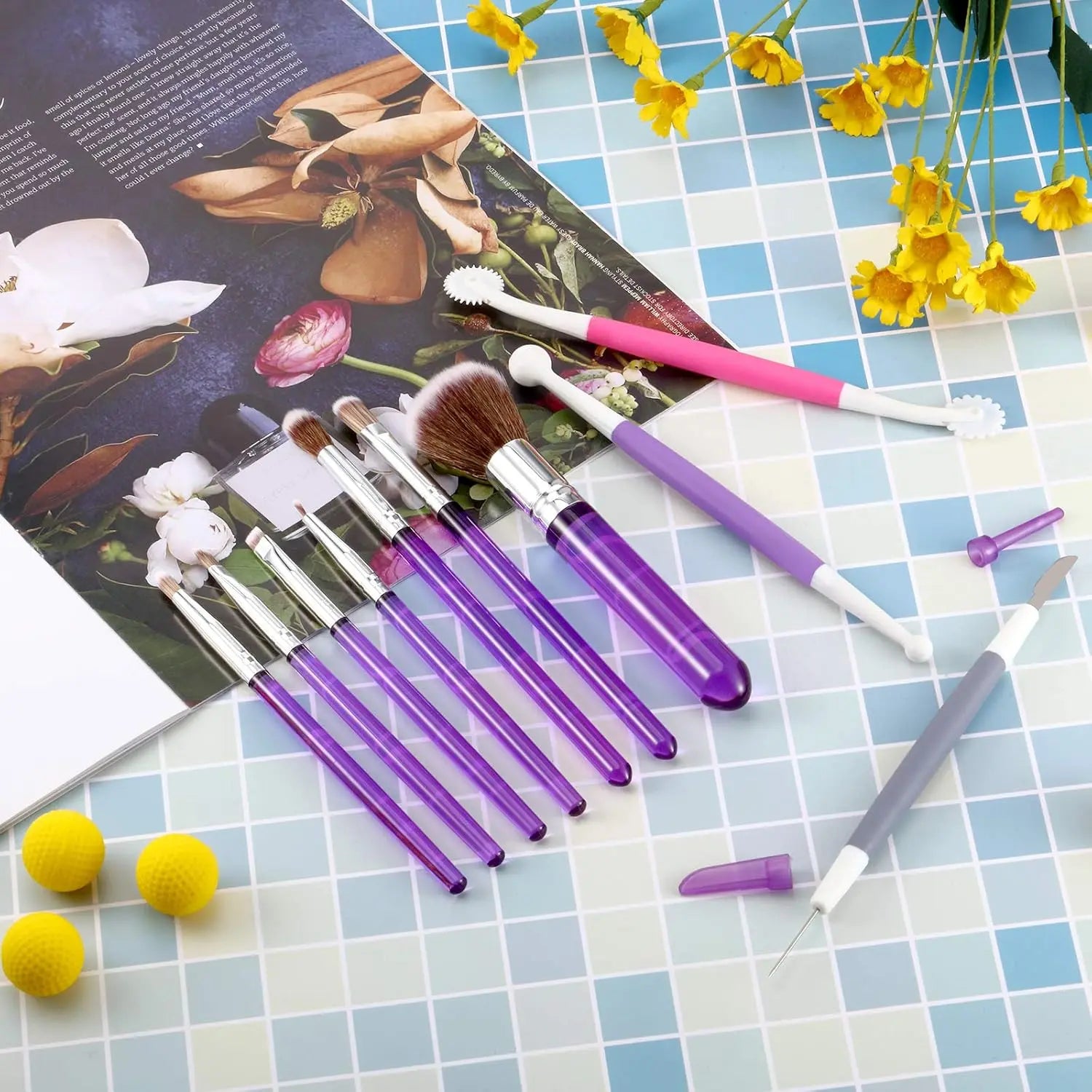 10 Pcs Food Safe Paint Brushes Fondant Tools for Cake Baking Chocolate Sugar Cookie Decoration Cake Brushes for Luster Dust Pastry Decorating Supplies with Fondant and Gum Paste Tool(Purple) Wholesale Hub