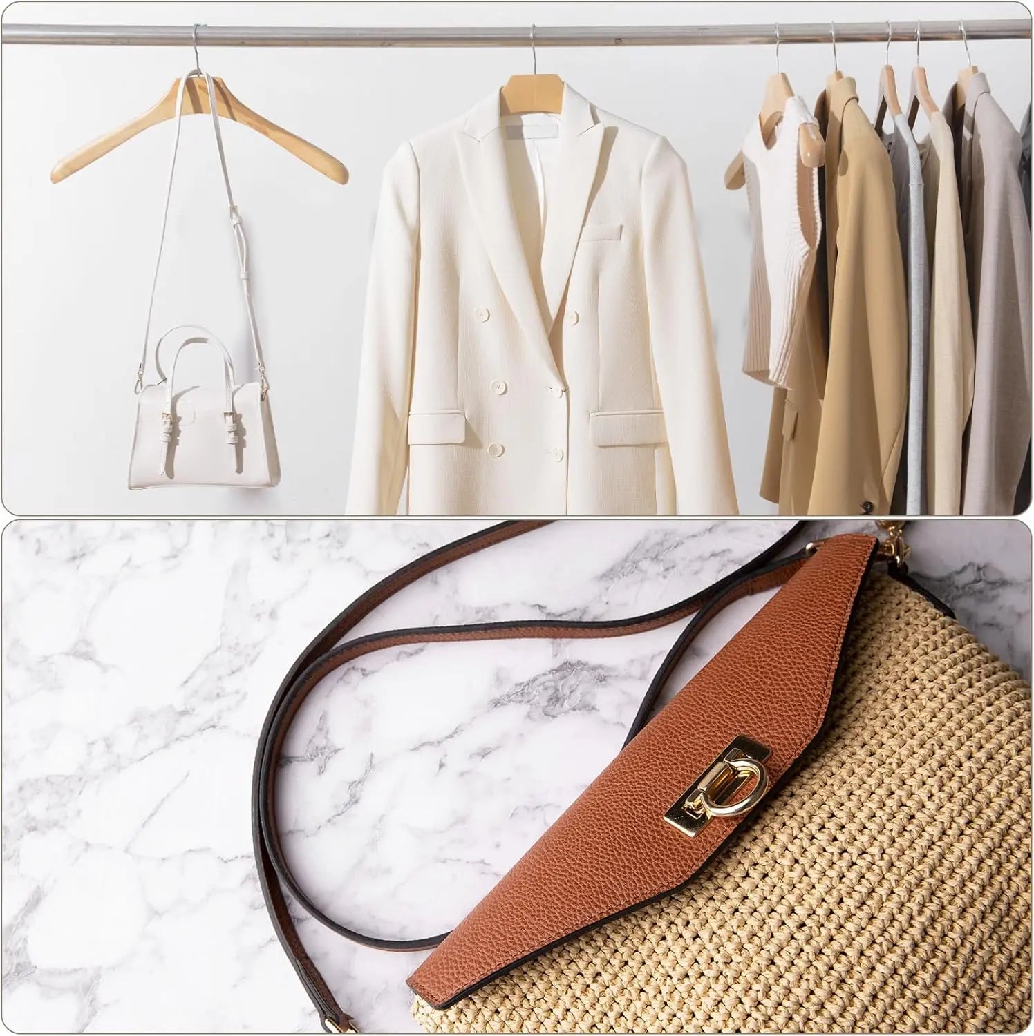 Purse Strap, Leather Adjustable Replacement Strap for Women's Crossbody Handbags Bag, 0.6" Wide, 41-51" Long (Beige) Wholesale Hub