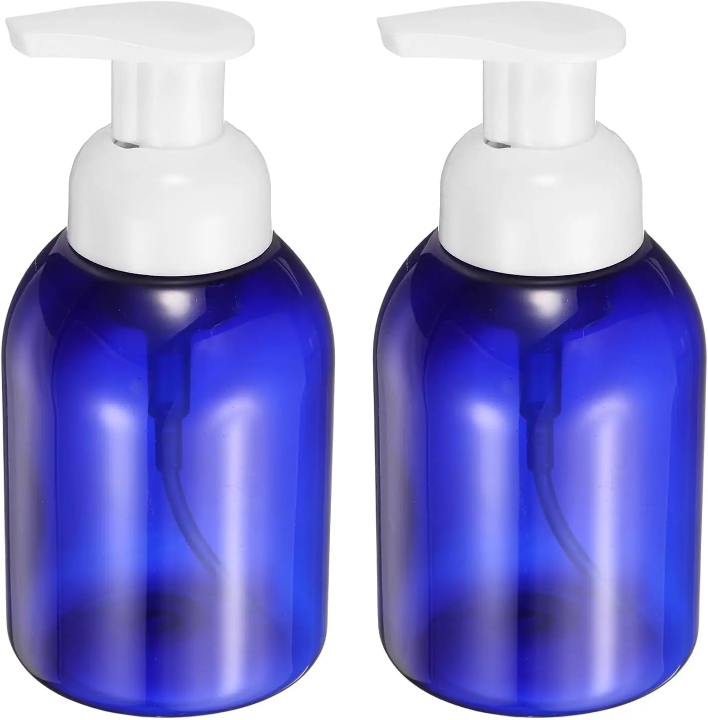 2PCS Round Empty Foam Pump Bottle, 350ml Travel Foam Soap Dispenser Empty Refillable Plastic Pump Bottle for Lash Shampoo, Hand Soap, Facial Lotion(6" Blue) Wholesale Hub