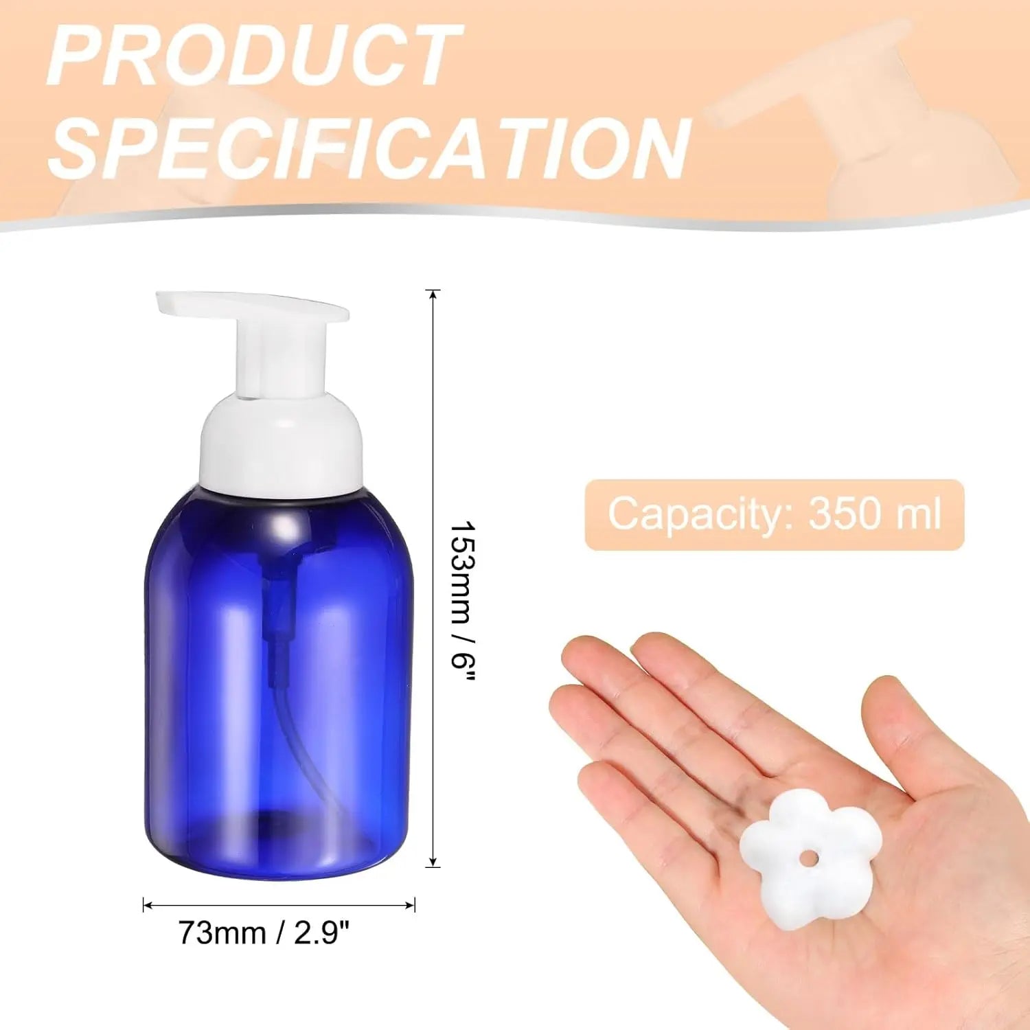 2PCS Round Empty Foam Pump Bottle, 350ml Travel Foam Soap Dispenser Empty Refillable Plastic Pump Bottle for Lash Shampoo, Hand Soap, Facial Lotion(6" Blue) Wholesale Hub