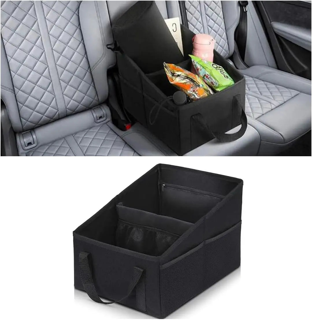 Car Seat Organizer, Foldable Car Storage Organizer with 4 Cup Holders, Rear & Front Seat Storage Bags, Black Wholesale Hub