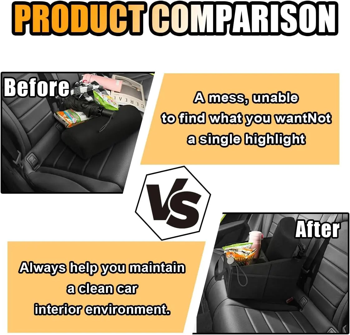 Car Seat Organizer, Foldable Car Storage Organizer with 4 Cup Holders, Rear & Front Seat Storage Bags, Black Wholesale Hub