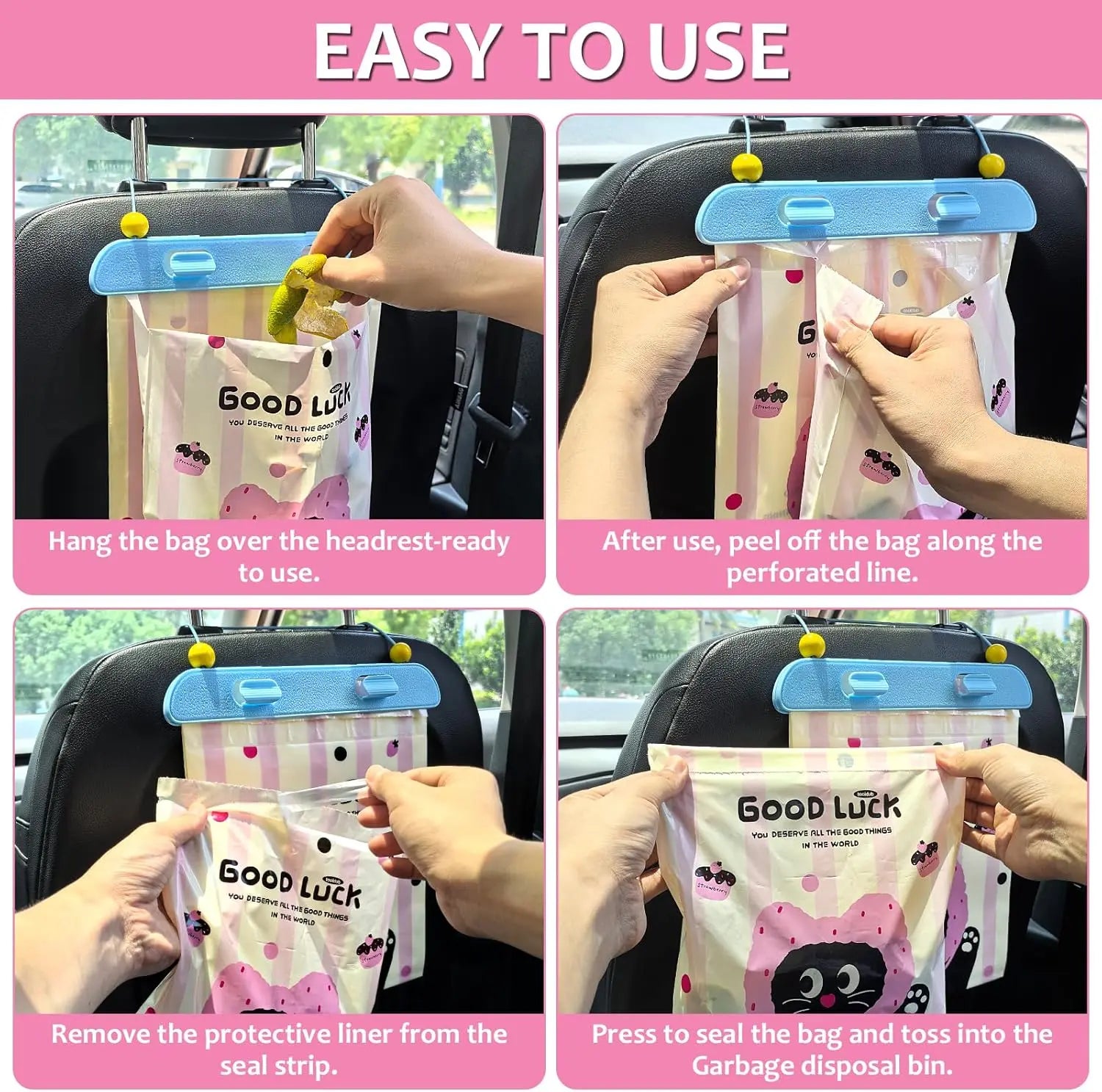 Disposable Car Trash Bag, 20 Pcs Car Garbage Bag Hanging Vehicle Trash Can Auto Rubbish Pouch Dustbin Bags Garbage Container Car Accessories, Leakproof, Smellproof, Portable for Women & Adults Wholesale Hub