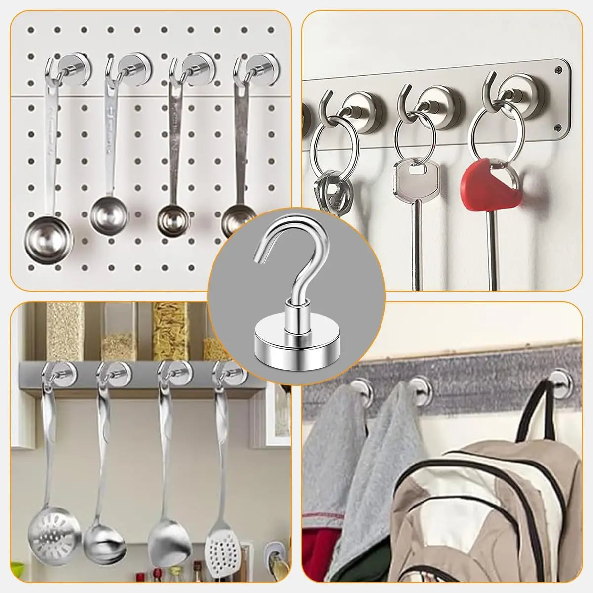 5pcs 25lbs Magnetic Hooks, Refrigerator Magnets, Extra Strong Cruise Hook for Hanging, Adhesive Hooks, No Drilling Wholesale Hub