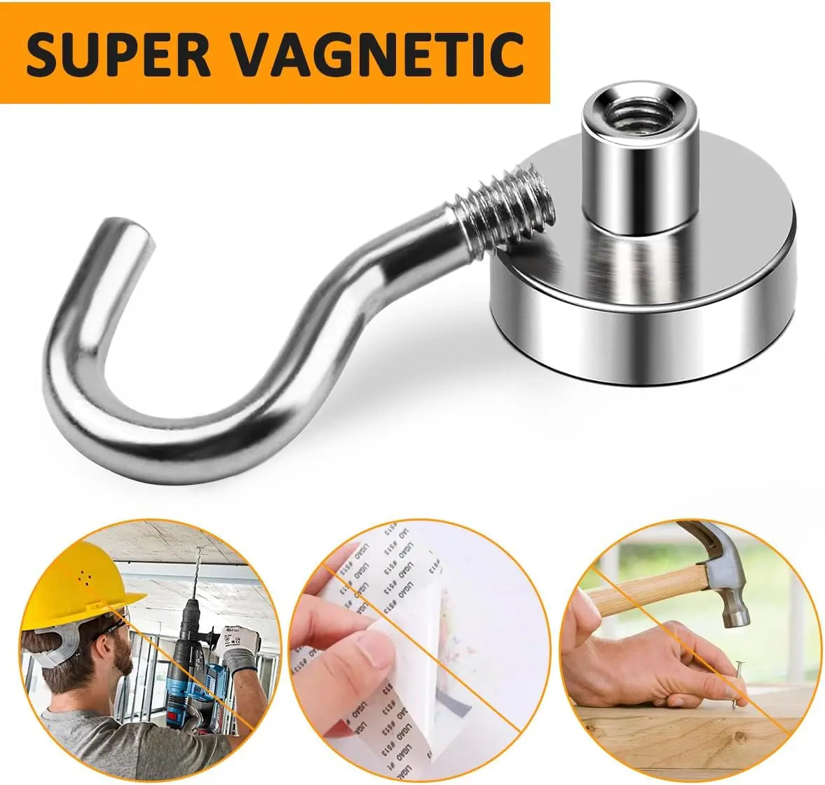 5pcs 20lbs Magnetic Hooks, Refrigerator Magnets, Extra Strong Cruise Hook for Hanging, Adhesive Hooks, No Drilling Wholesale Hub