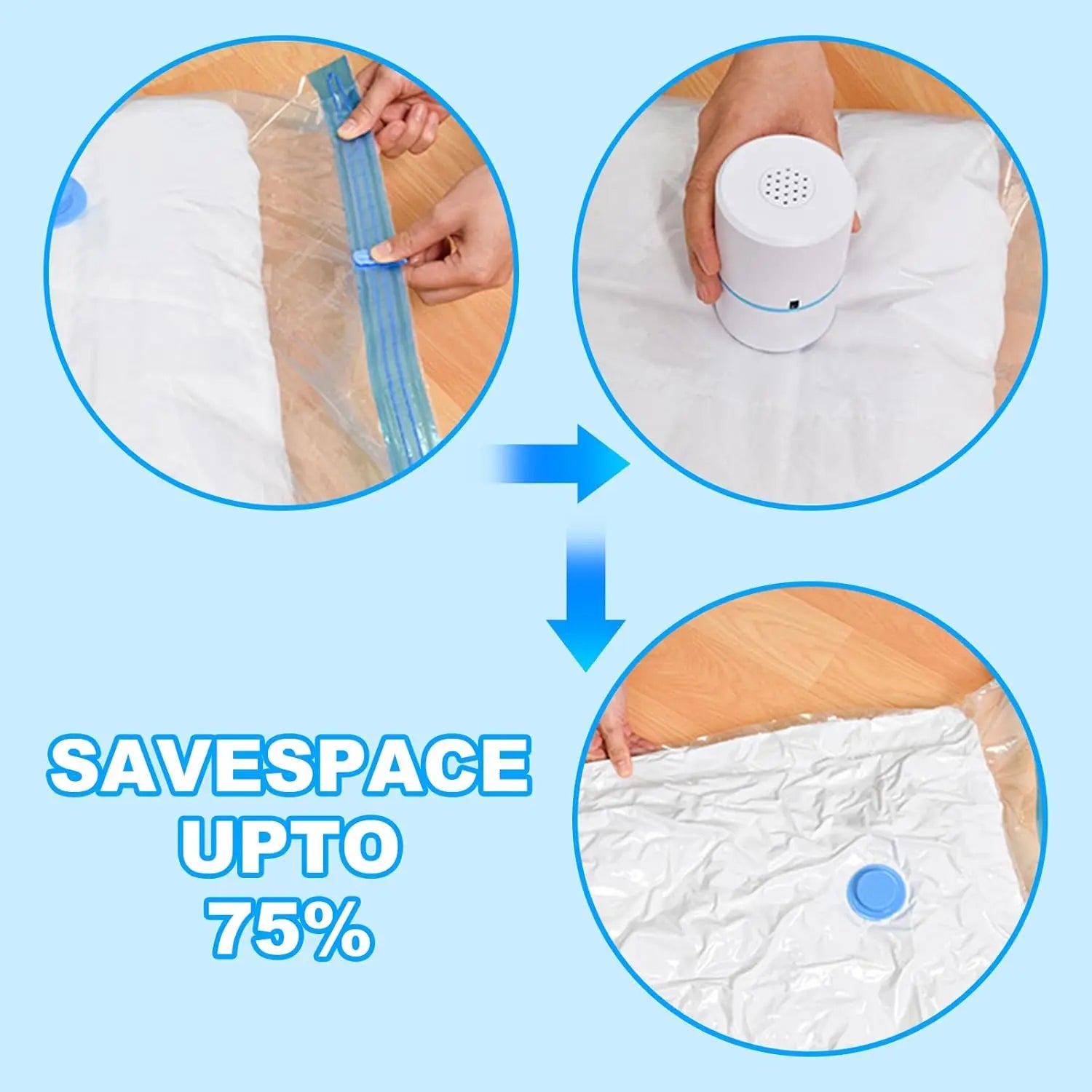4-Pack Vacuum Compression Space Saving Storage Bags - 13.8 x19.7in Roll-Up Travel Vacuum Seal Bags for Clothing Packing, Cruise Accessories, Luggage & Home Organizers - No Vacuum or Pump Needed Wholesale Hub