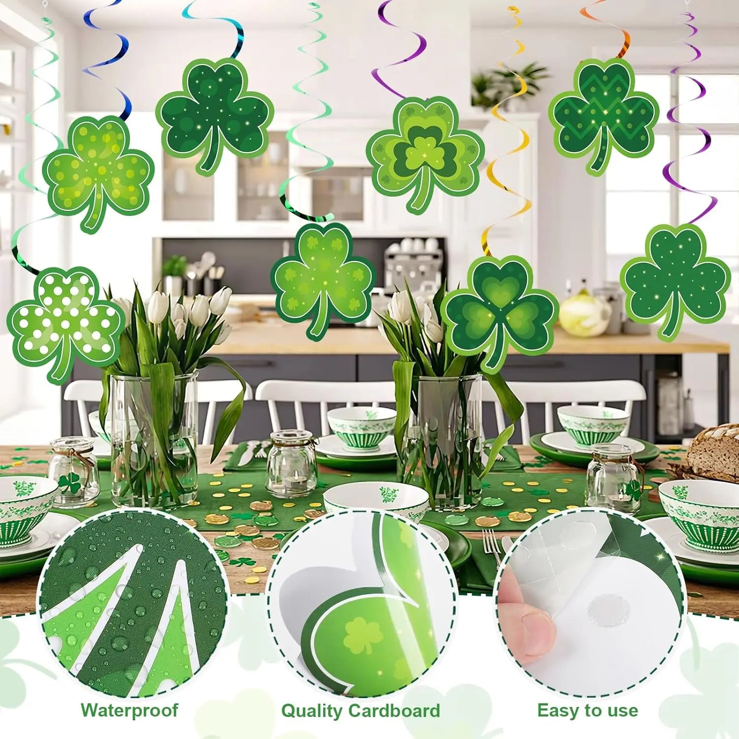 Shamrocks Clover Cutouts for Classroom Bulletin Board Decorations,Large St. Patrick's Day Shamrock Paper Cutouts for School Office Ireland Party Supplies (6 x 6 Inch,40 Pcs) Wholesale Hub