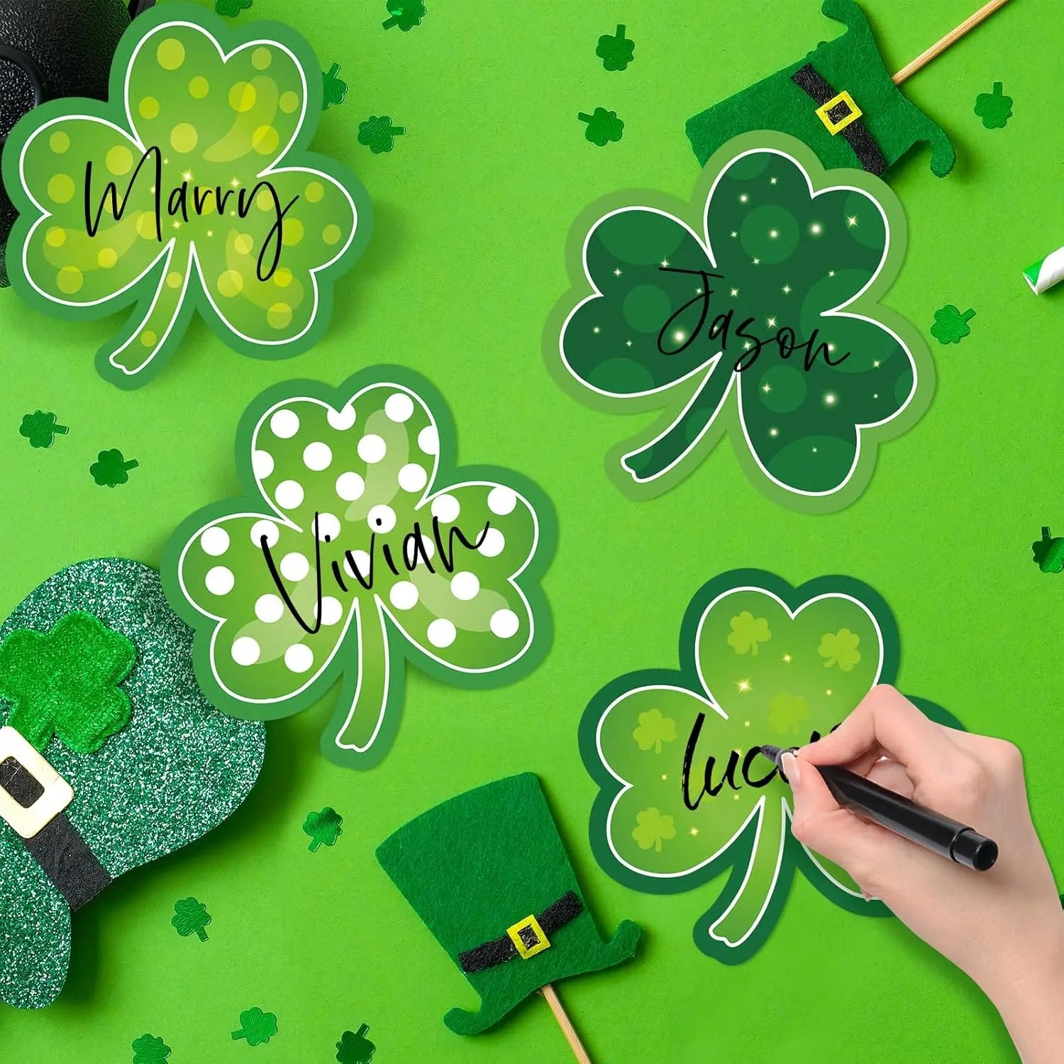 Shamrocks Clover Cutouts for Classroom Bulletin Board Decorations,Large St. Patrick's Day Shamrock Paper Cutouts for School Office Ireland Party Supplies (6 x 6 Inch,40 Pcs) Wholesale Hub