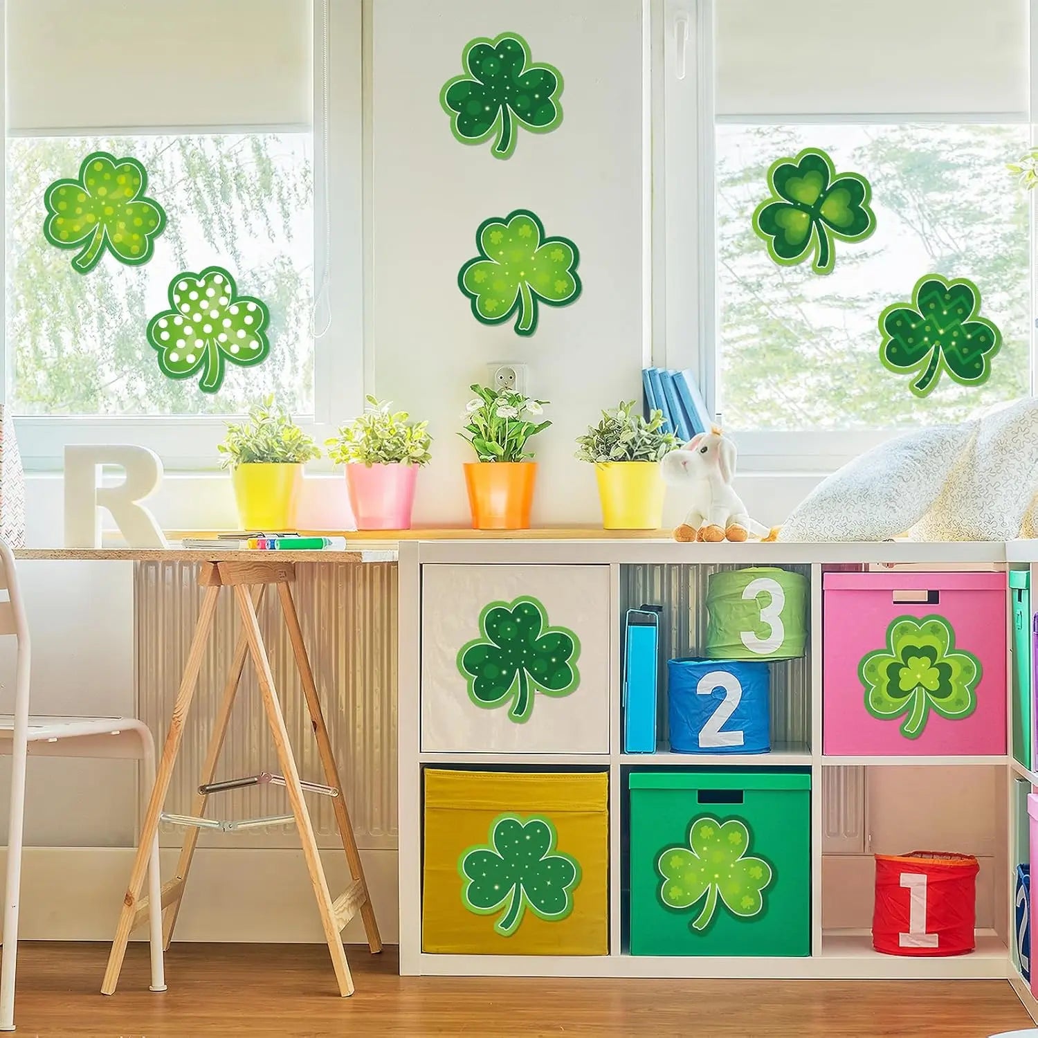 Shamrocks Clover Cutouts for Classroom Bulletin Board Decorations,Large St. Patrick's Day Shamrock Paper Cutouts for School Office Ireland Party Supplies (6 x 6 Inch,40 Pcs) Wholesale Hub