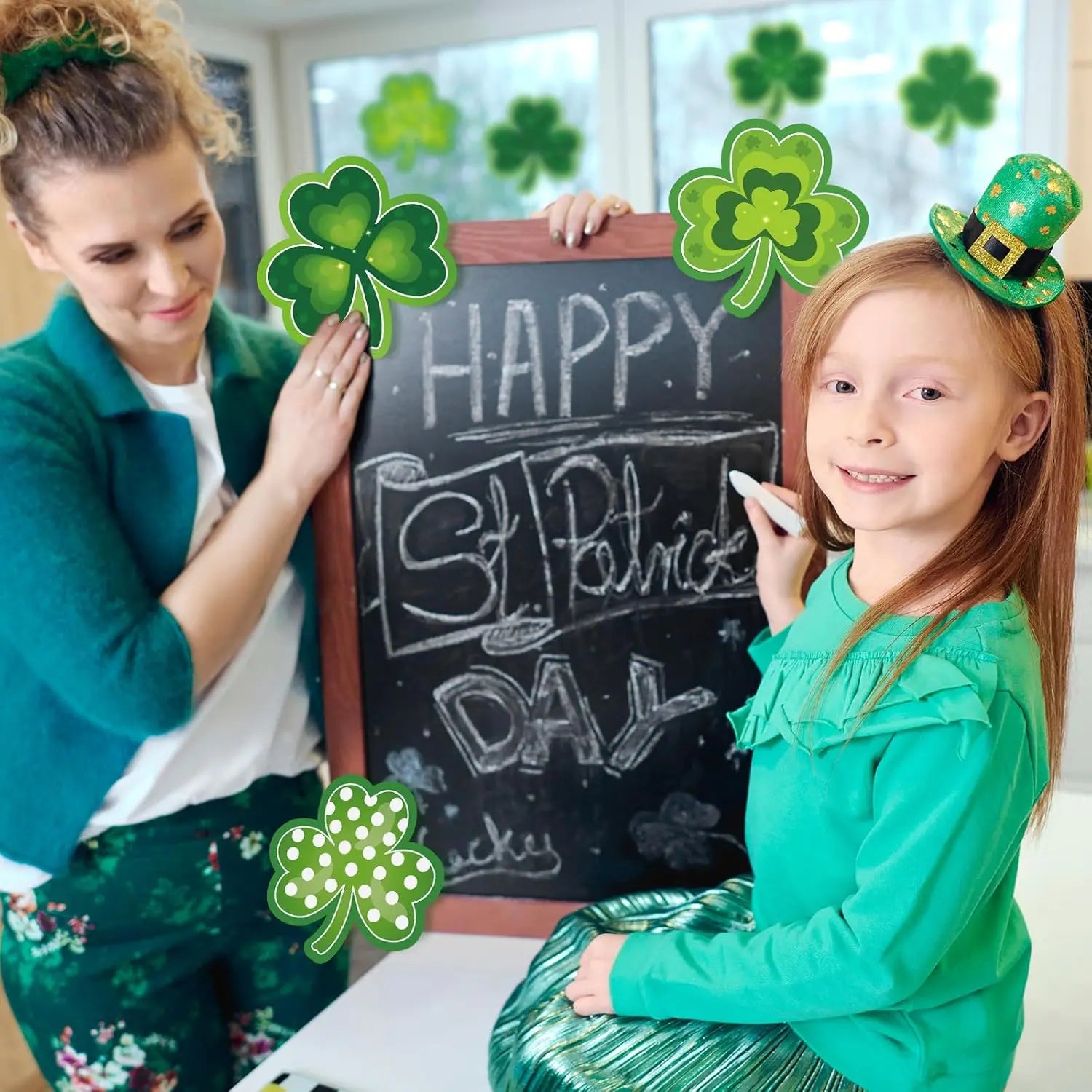 Shamrocks Clover Cutouts for Classroom Bulletin Board Decorations,Large St. Patrick's Day Shamrock Paper Cutouts for School Office Ireland Party Supplies (6 x 6 Inch,40 Pcs) Wholesale Hub