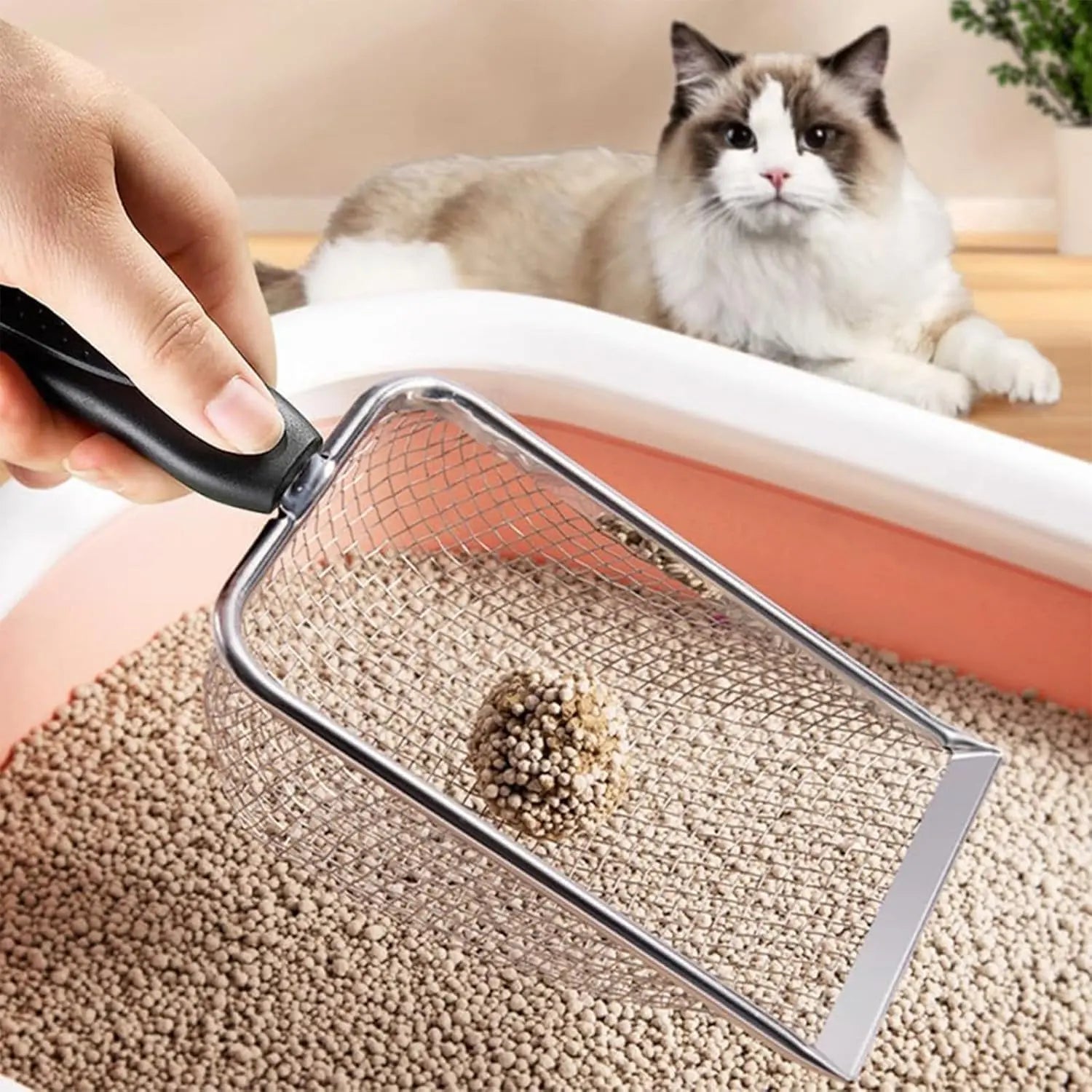 Fine Mesh Filter Deep Litter Scoop with Ergonomic Handle for Cats & Reptiles Wholesale Hub